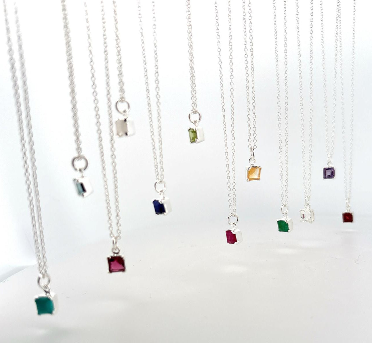 Square Birthstone Necklace