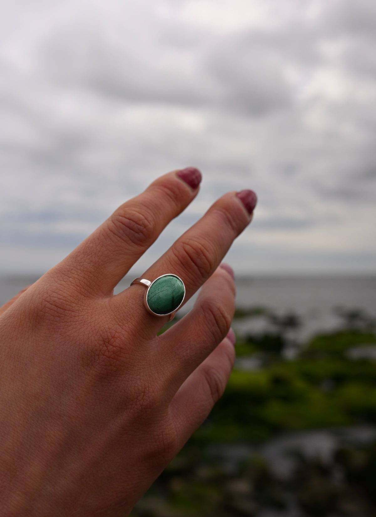 Oval Malachite Ring