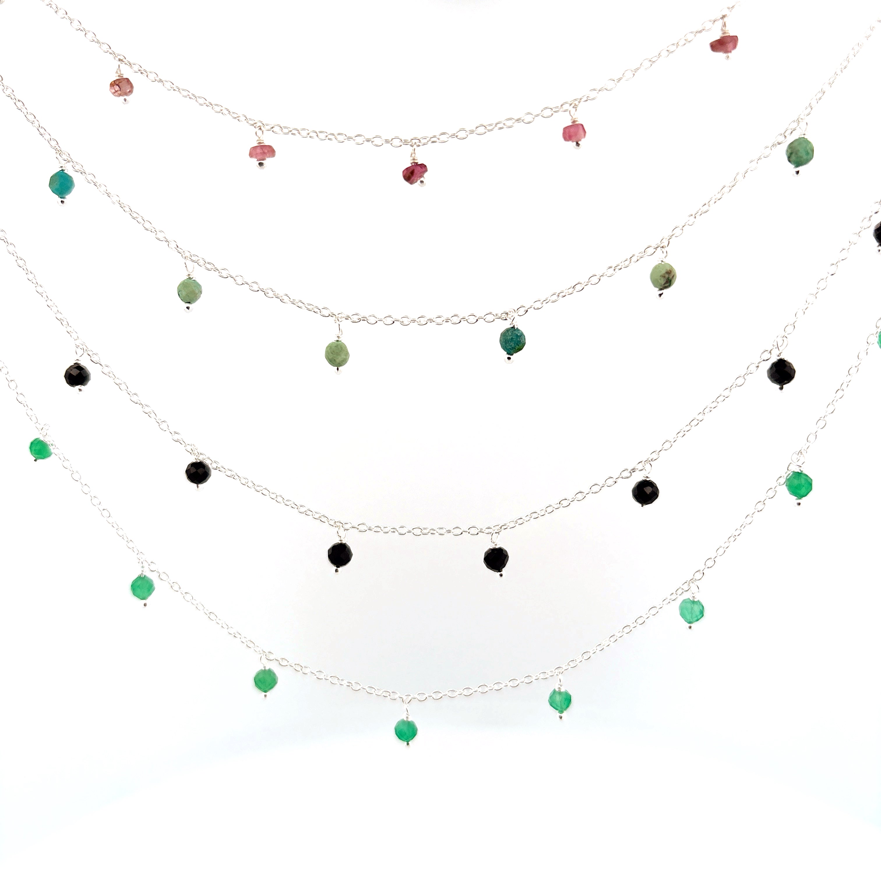 Silver Gemstone Beaded Necklace