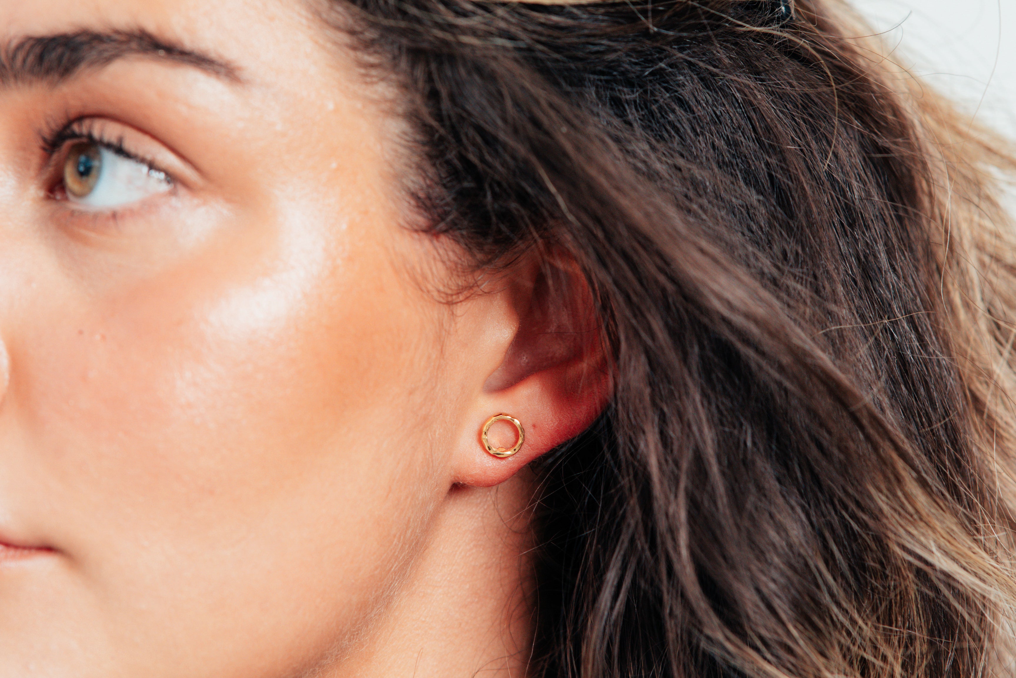 Gold Open Circle Stud Earrings