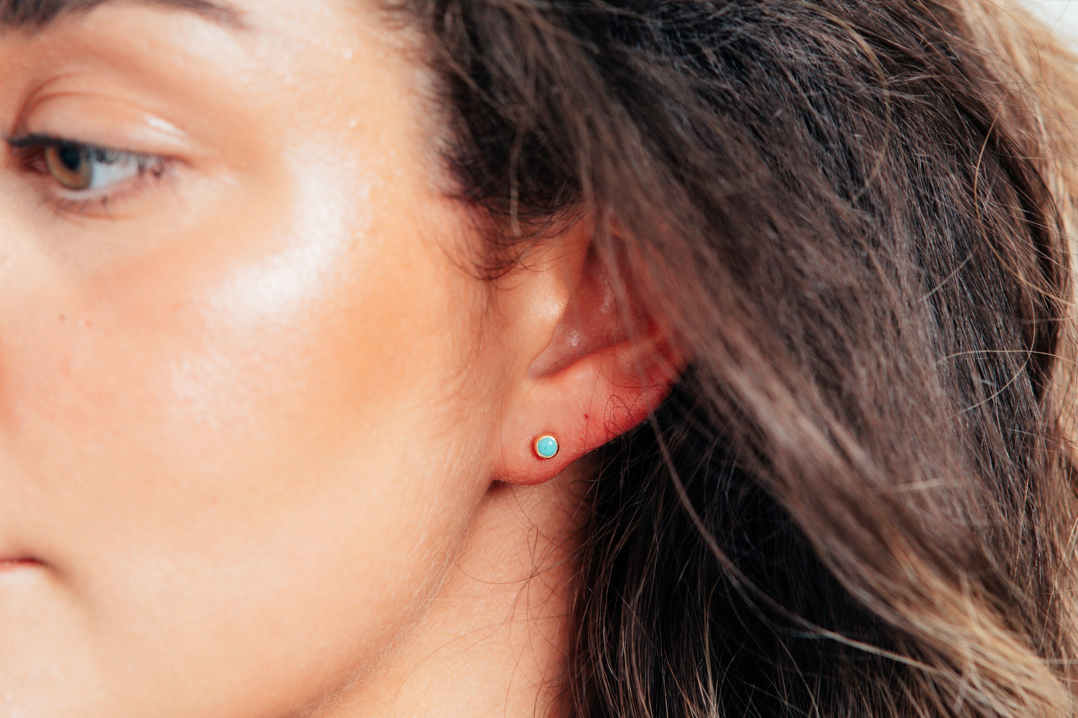 Gold Tiny Gemstone Stud Earrings