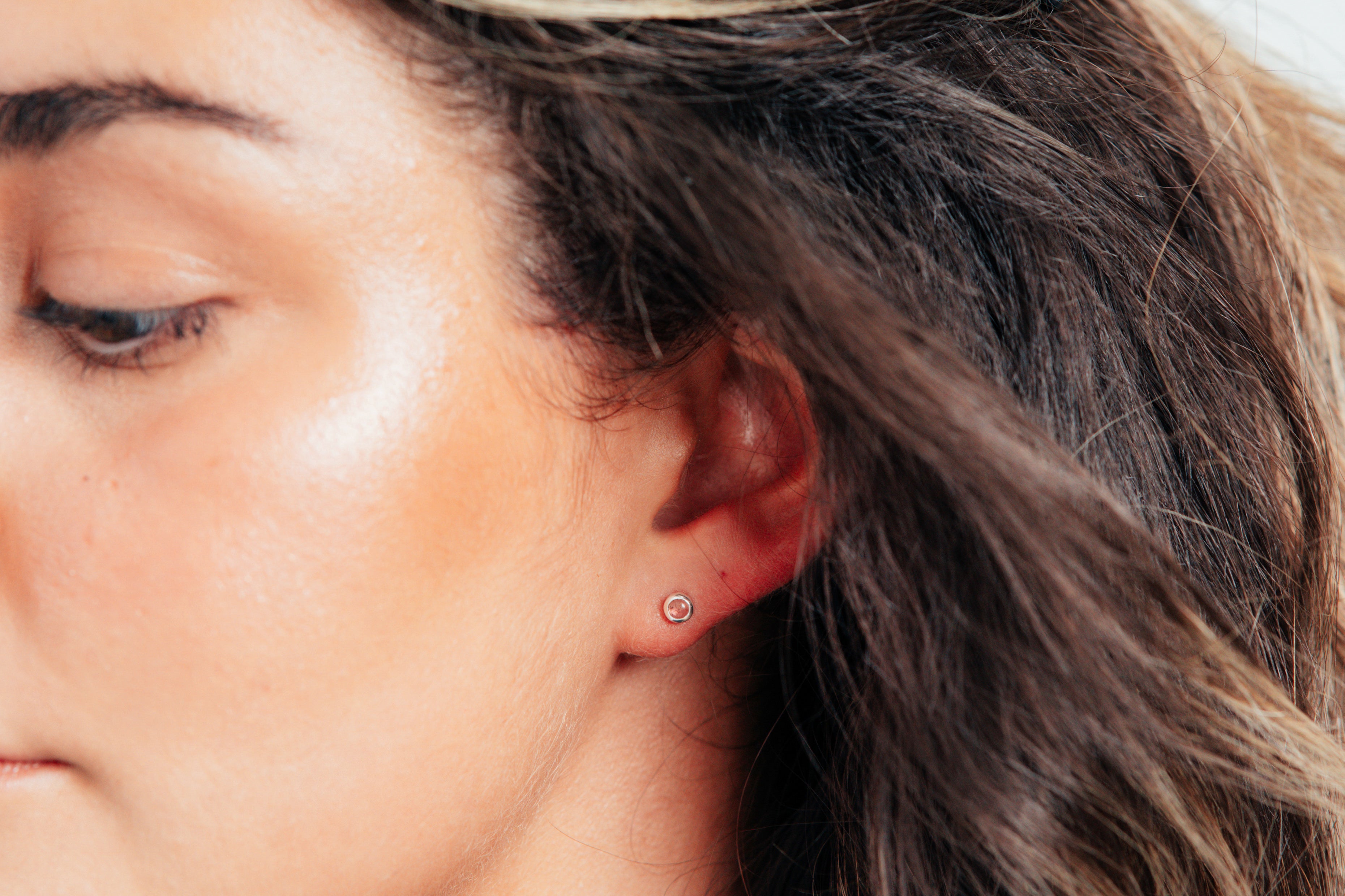 Silver Tiny Gemstone Stud Earrings