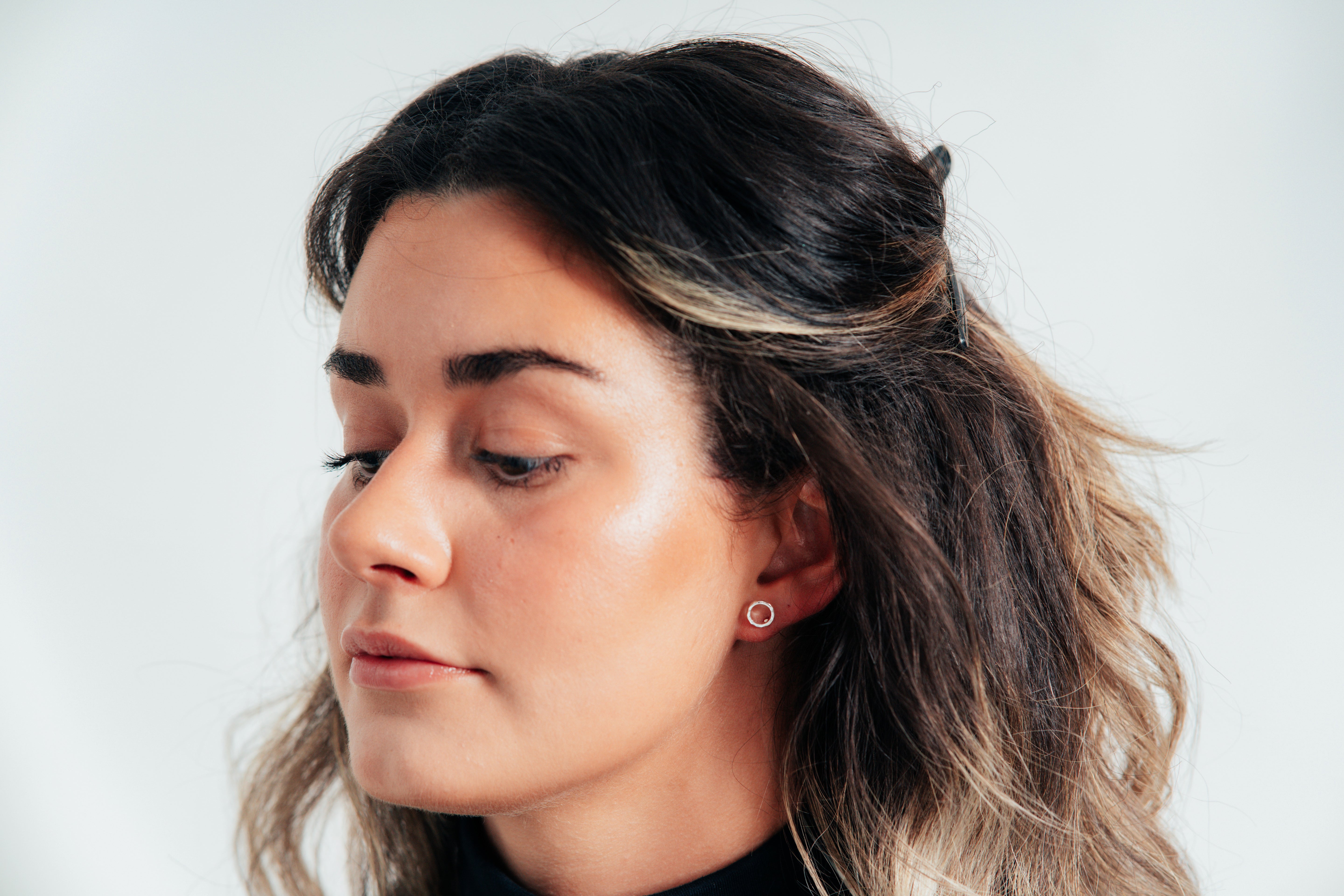 Silver Open Circle Stud Earrings