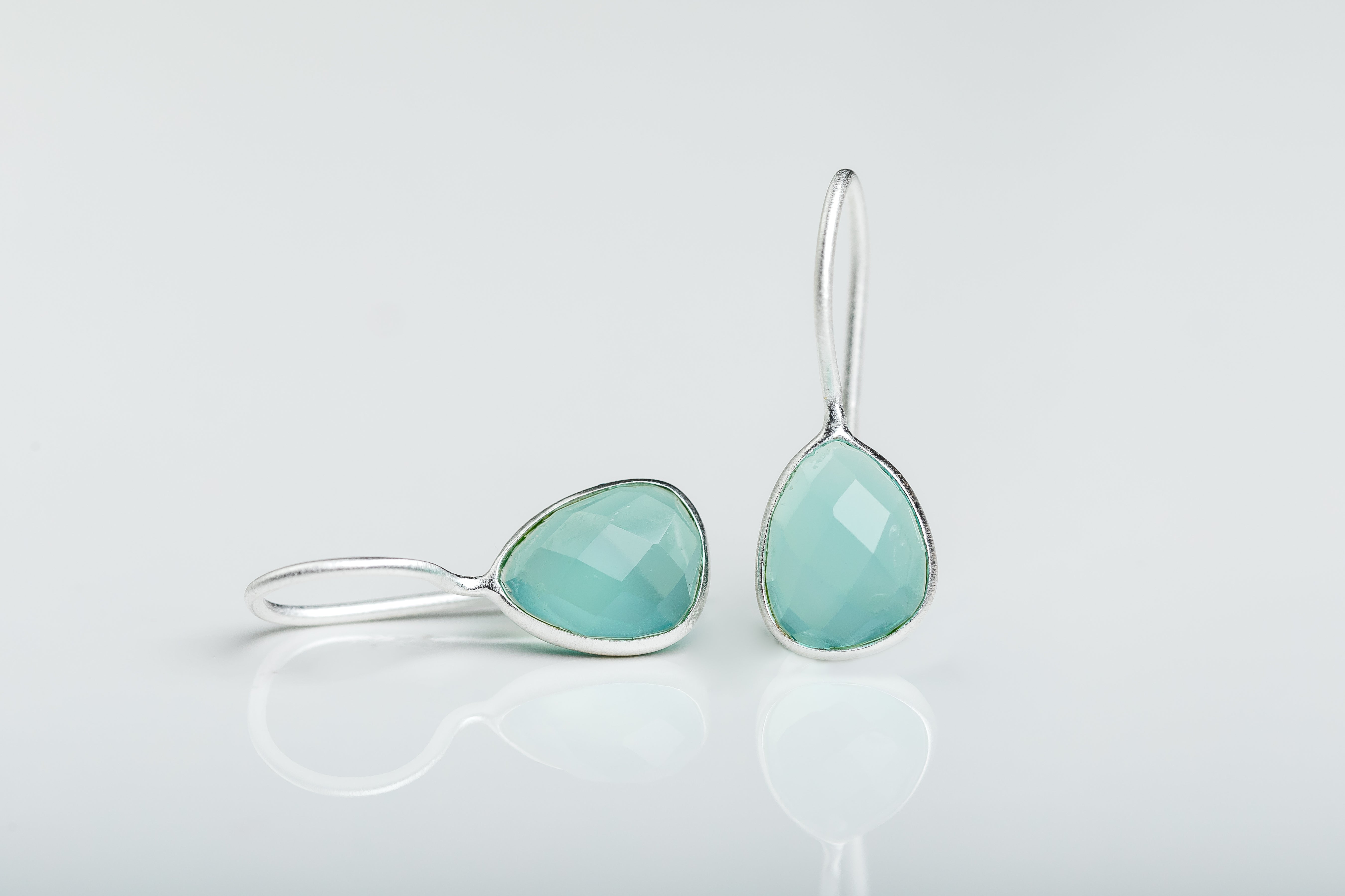 Silver Aqua Crystal Earrings