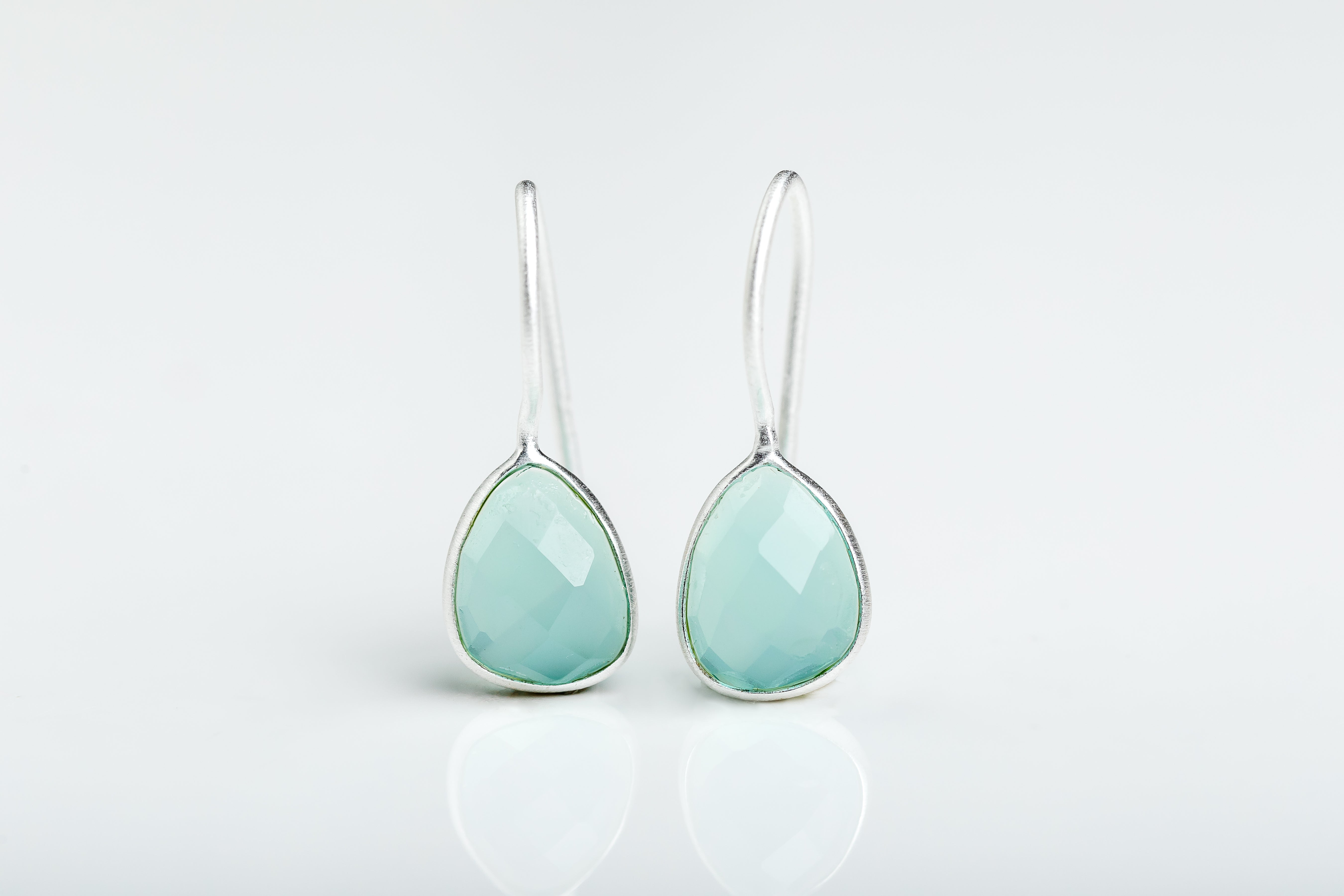 Silver Aqua Crystal Earrings