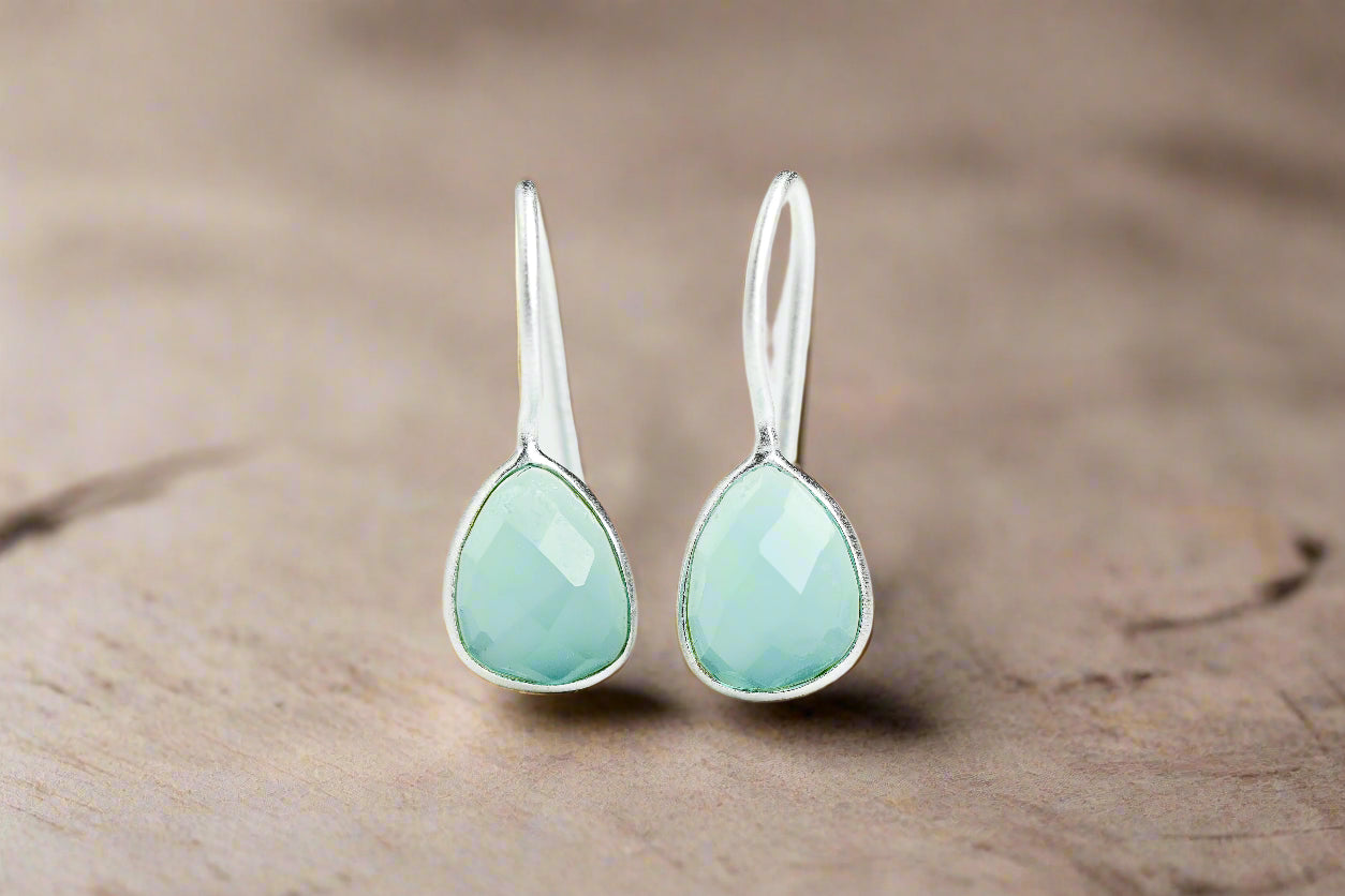 Silver Aqua Crystal Earrings