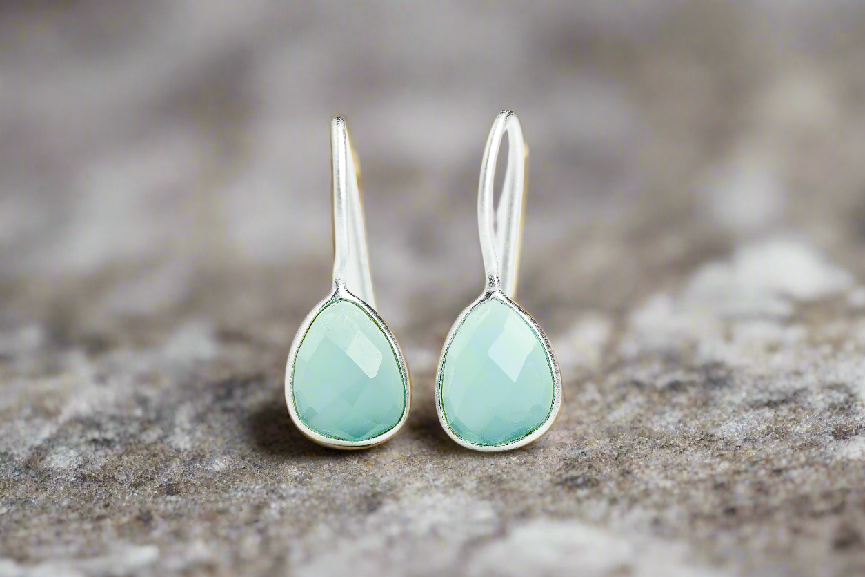 Silver Aqua Crystal Earrings
