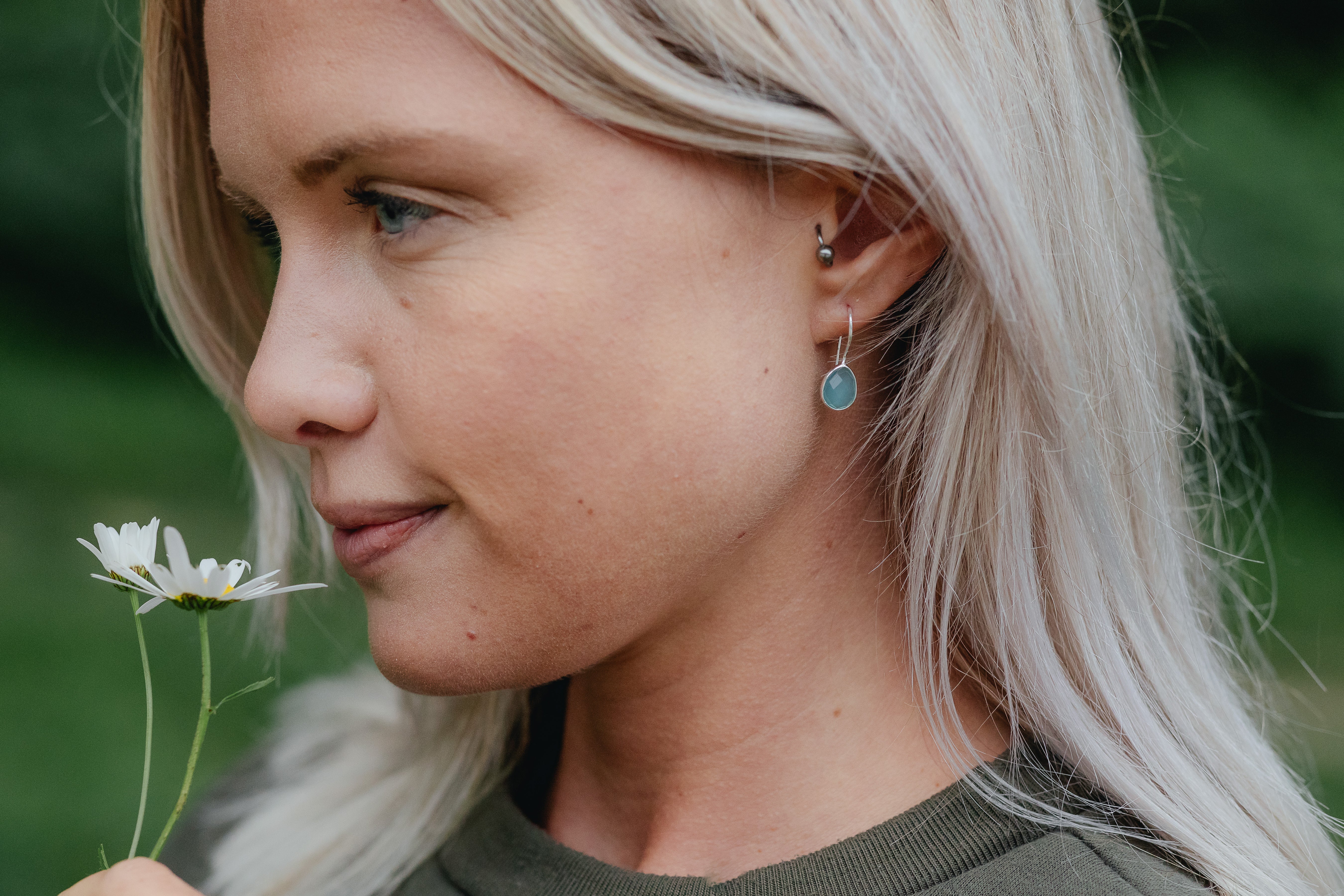 Silver Aqua Crystal Earrings