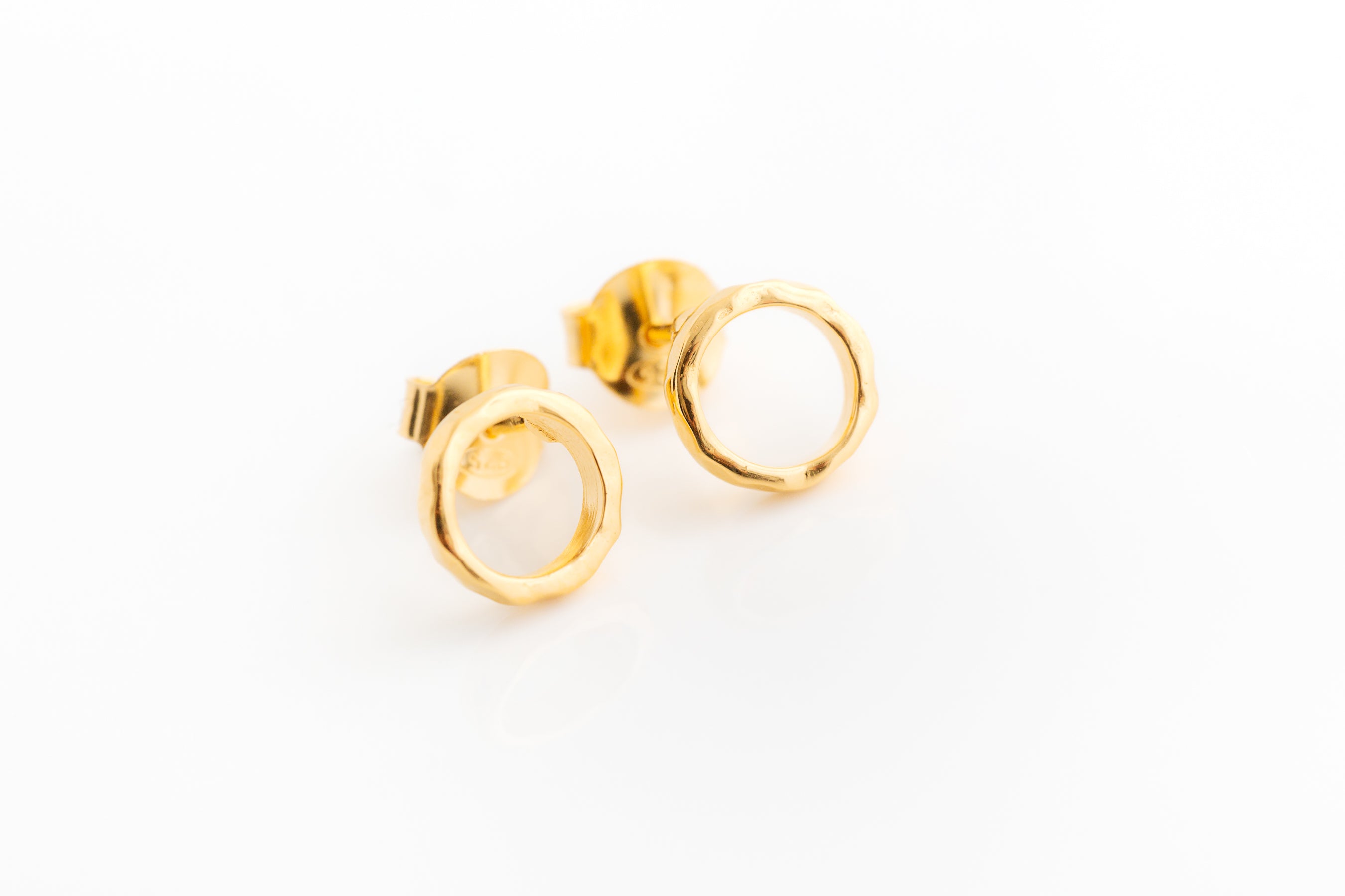 Gold Open Circle Stud Earrings