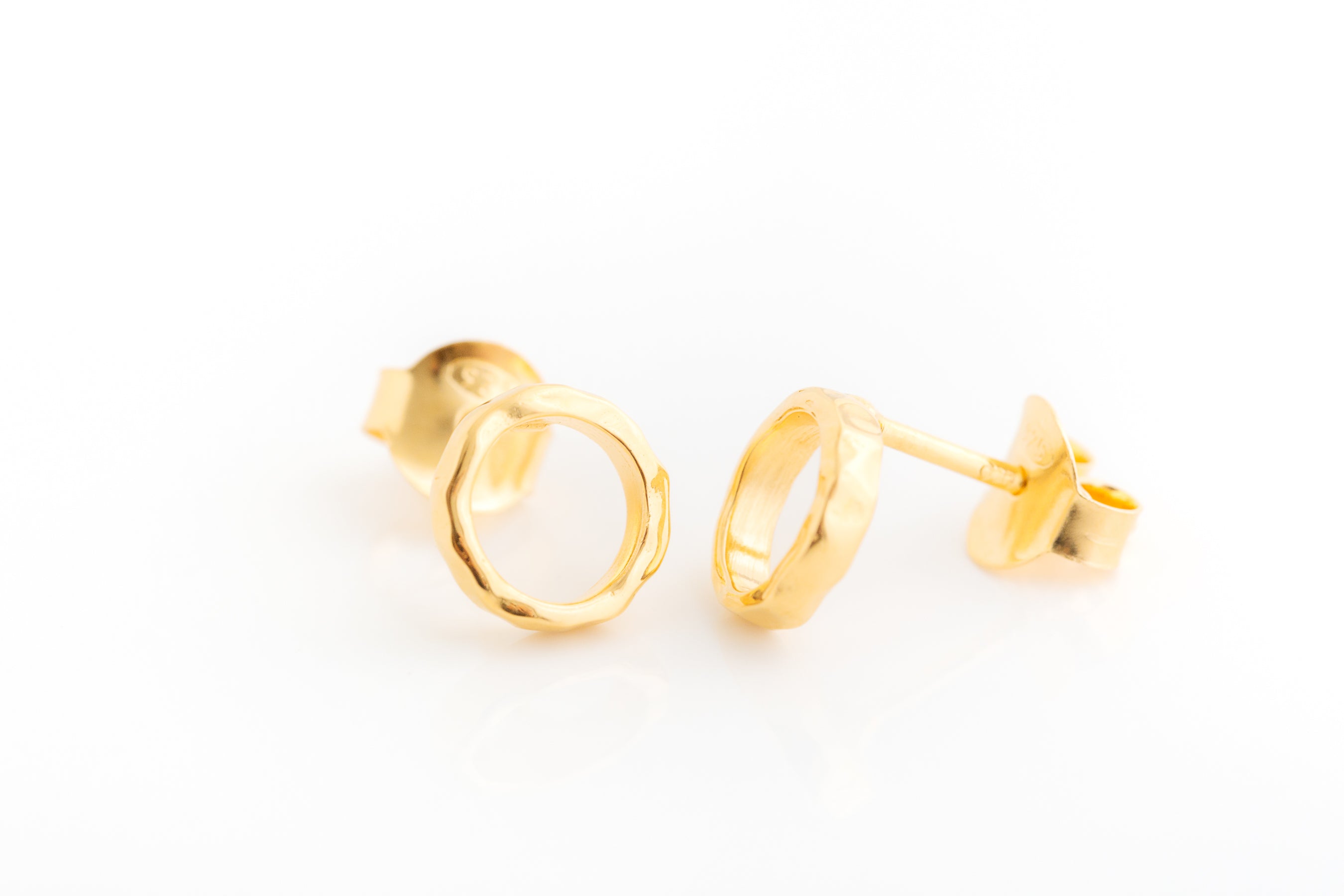 Gold Open Circle Stud Earrings