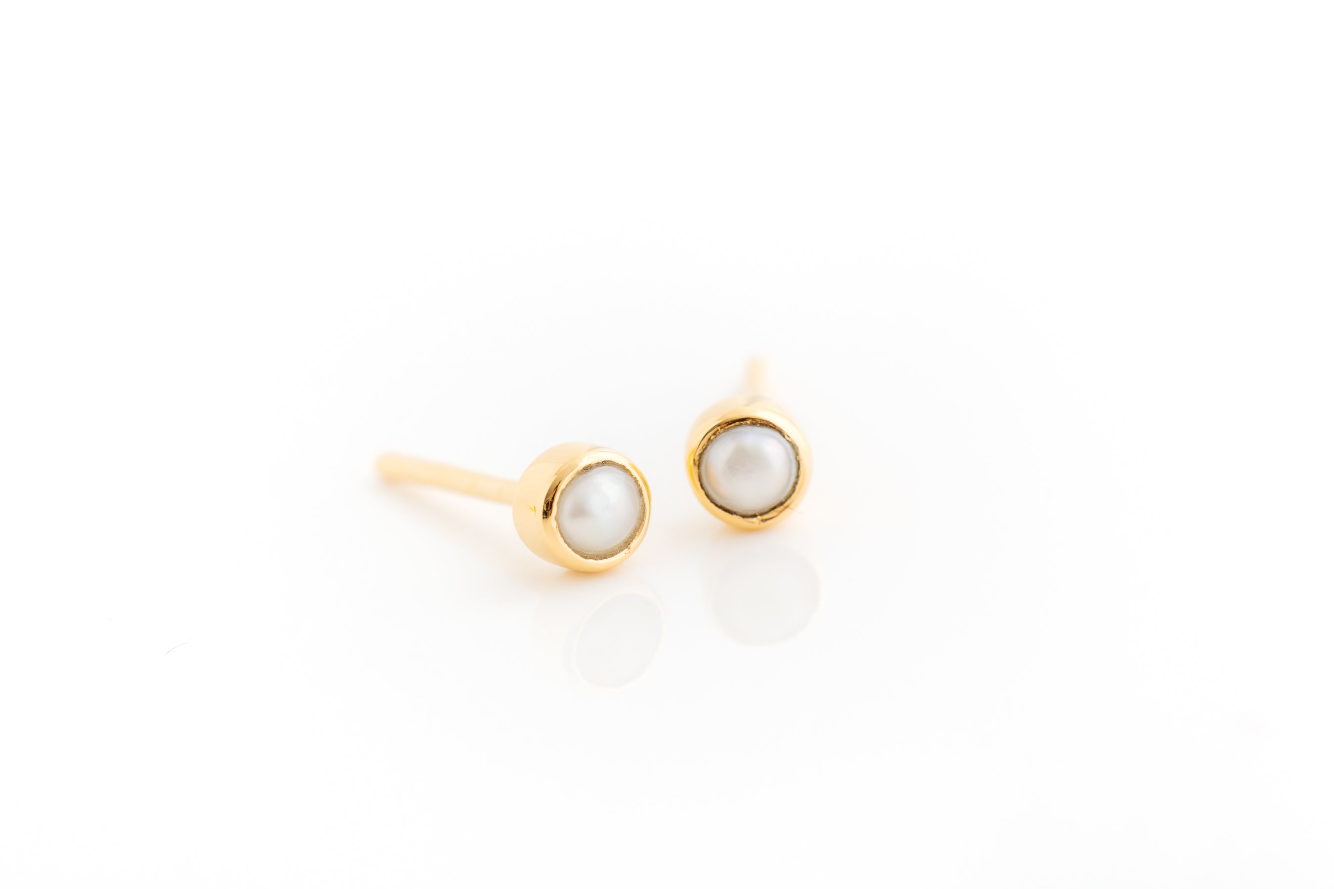 Gold Tiny Pearl Stud Earring