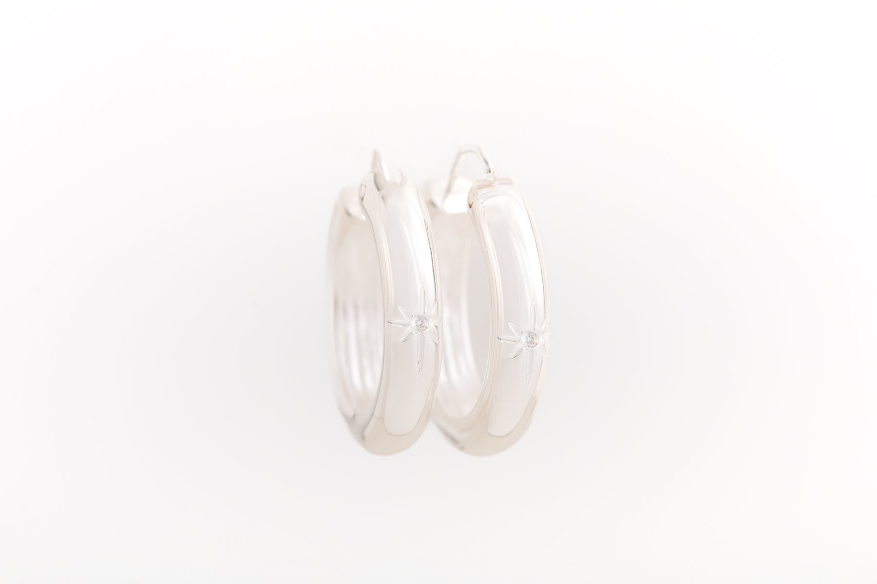 Silver Chunky Crystal Hoops