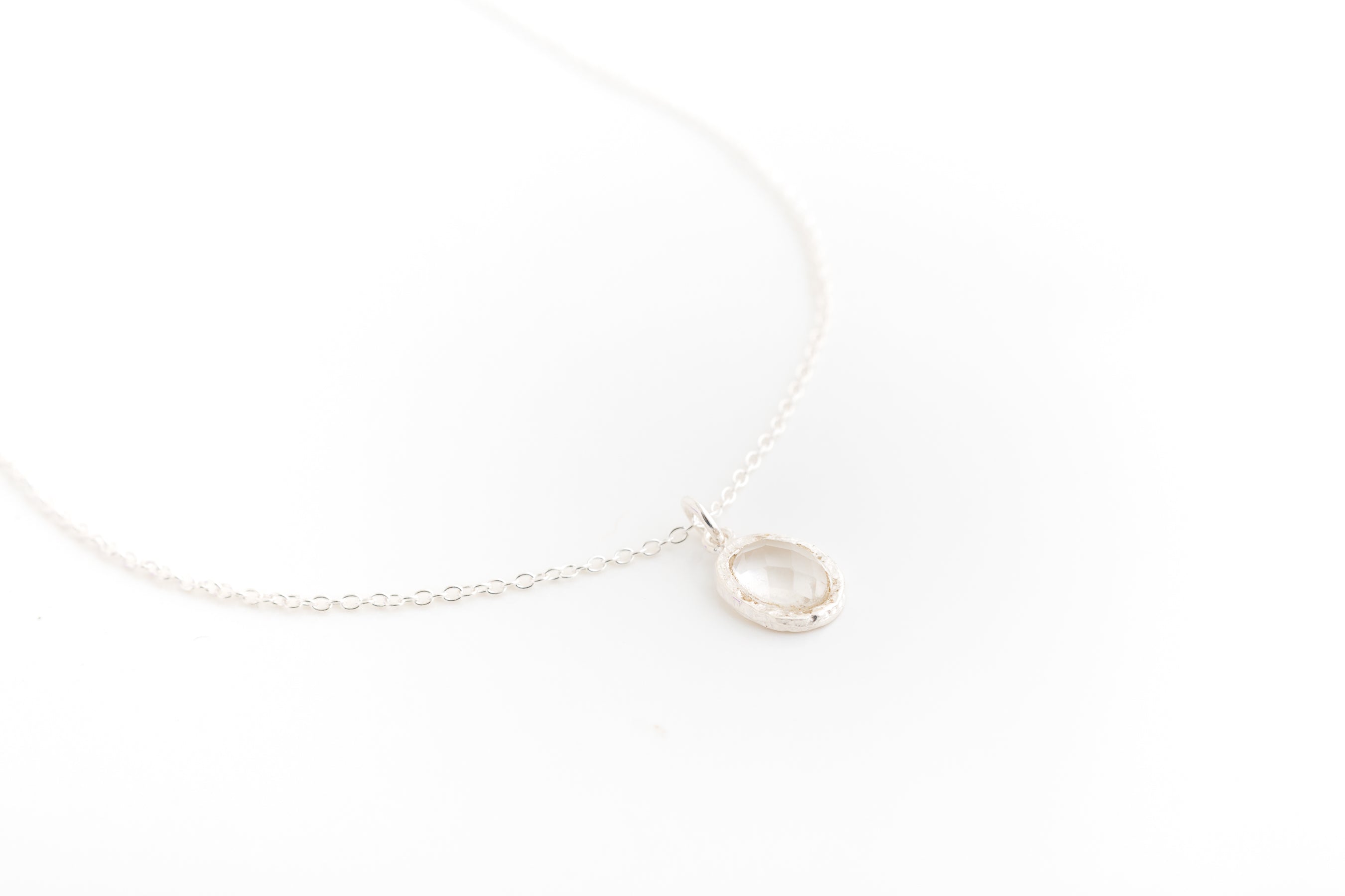 Silver Oval Crystal Necklace