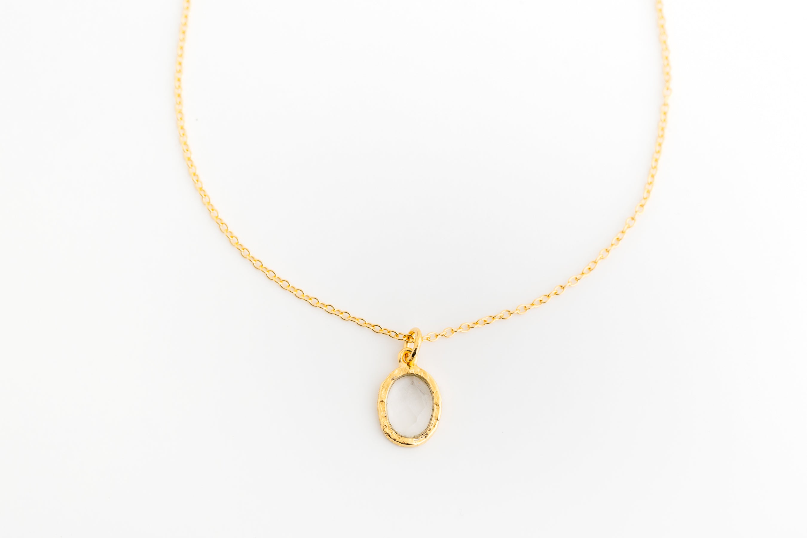 Gold Oval Crystal Necklace