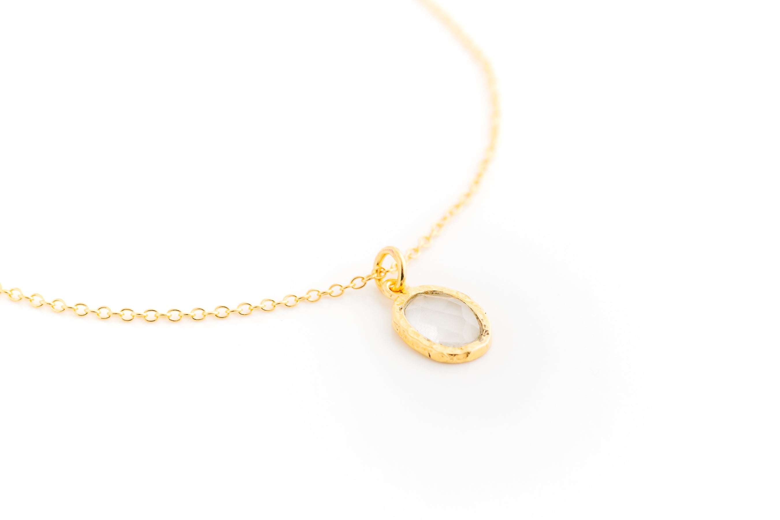 Gold Oval Crystal Necklace