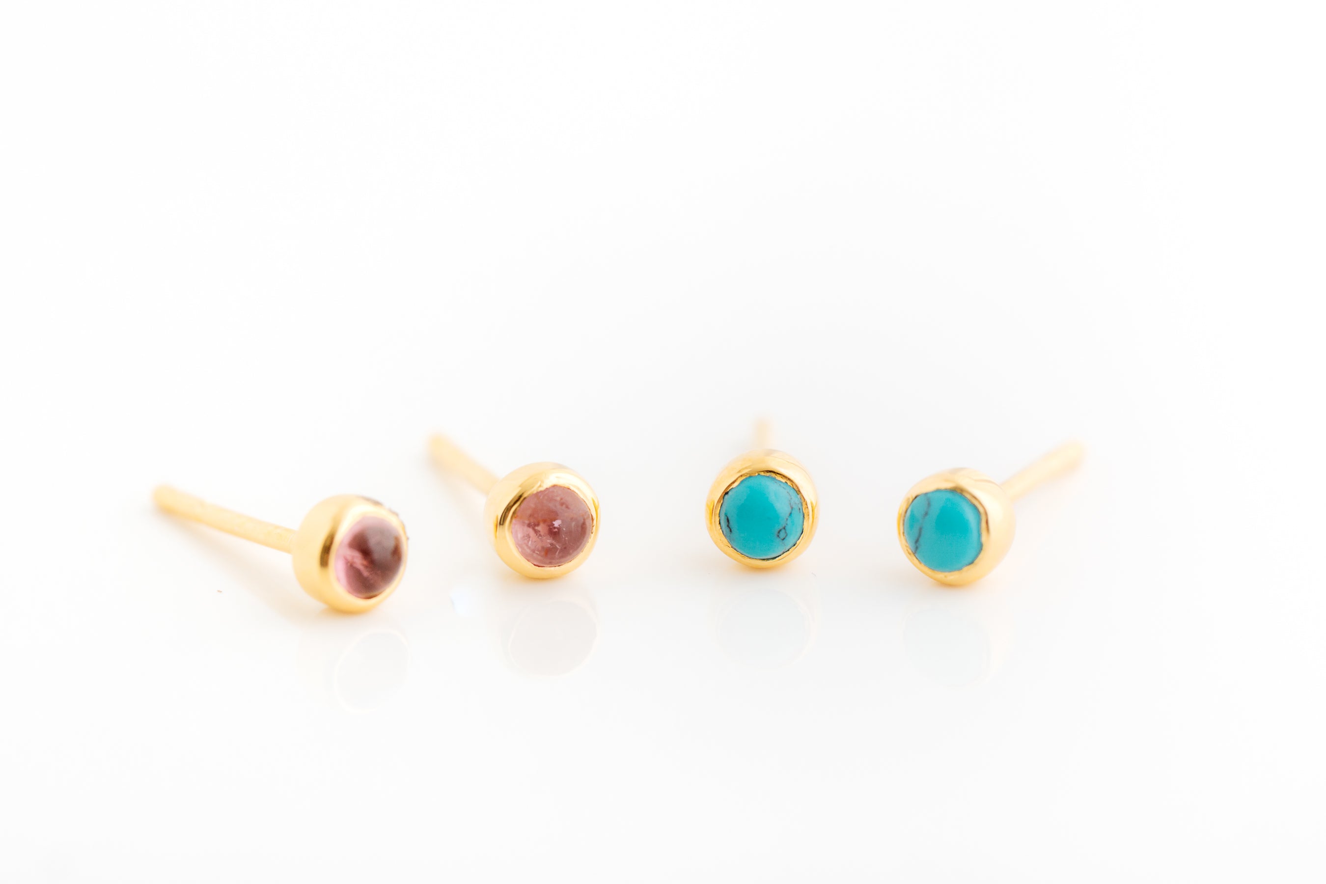 Gold Tiny Gemstone Stud Earrings