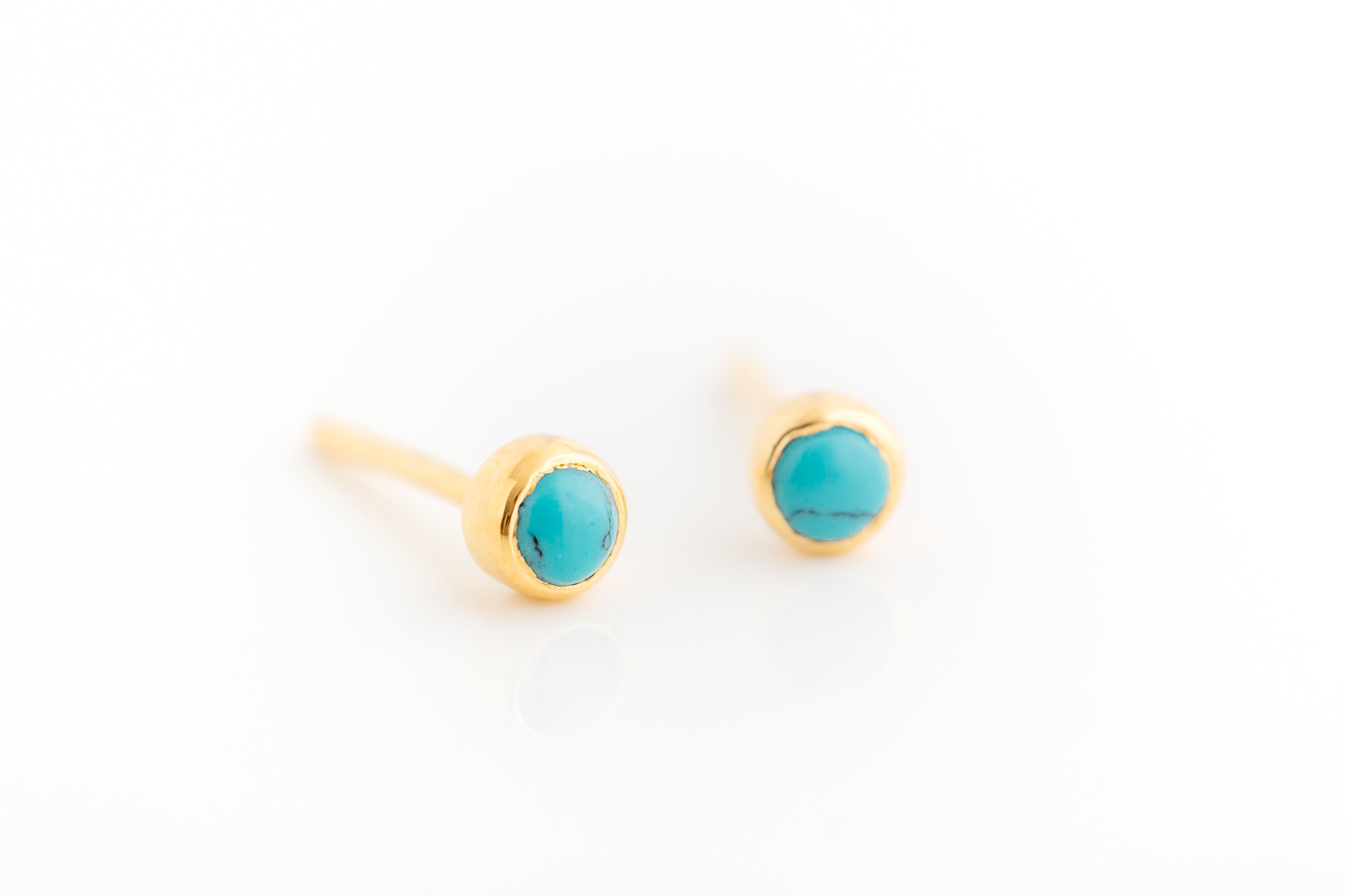 Gold Tiny Gemstone Stud Earrings