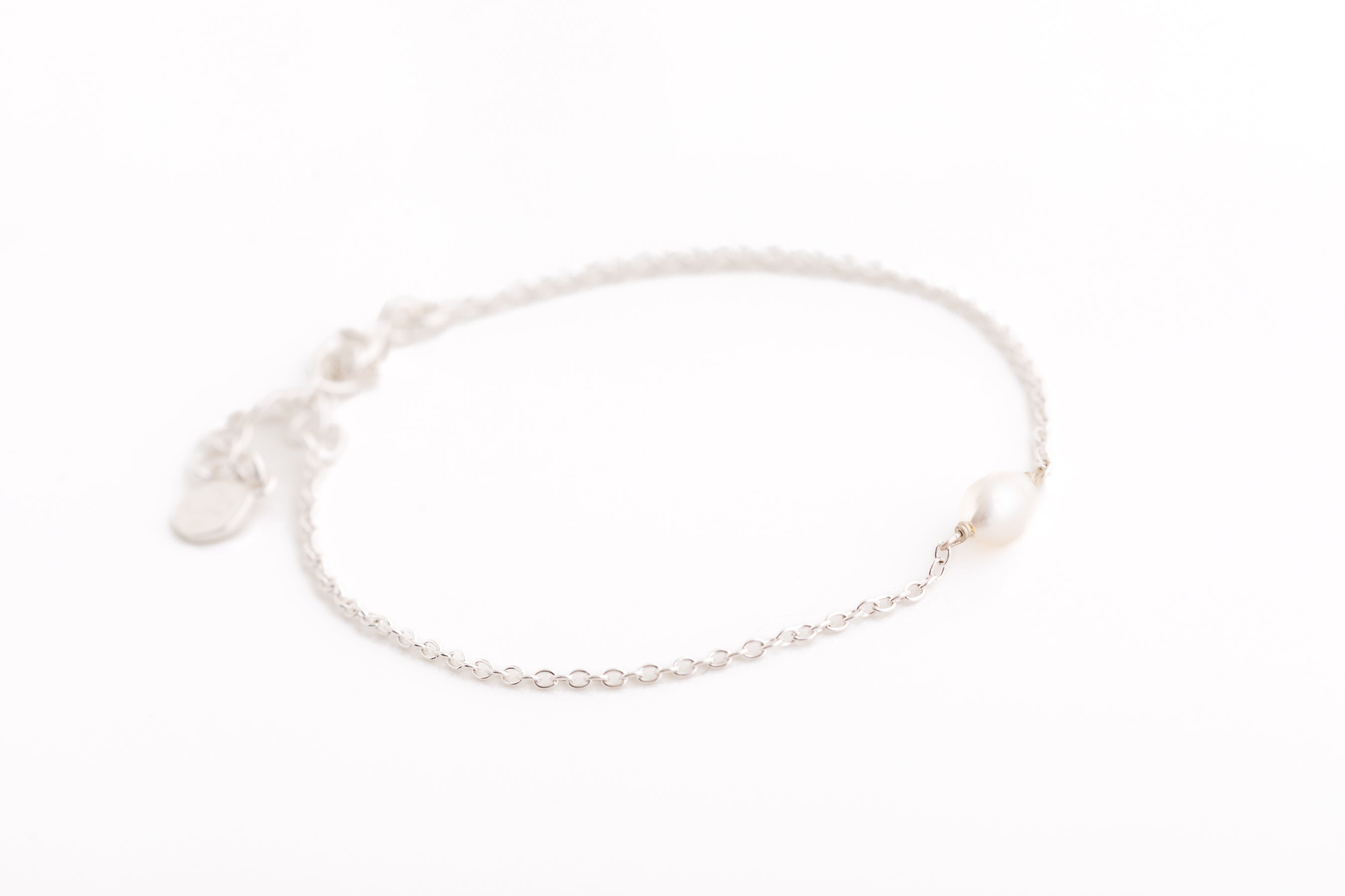 Tiny Silver Pearl Bracelet