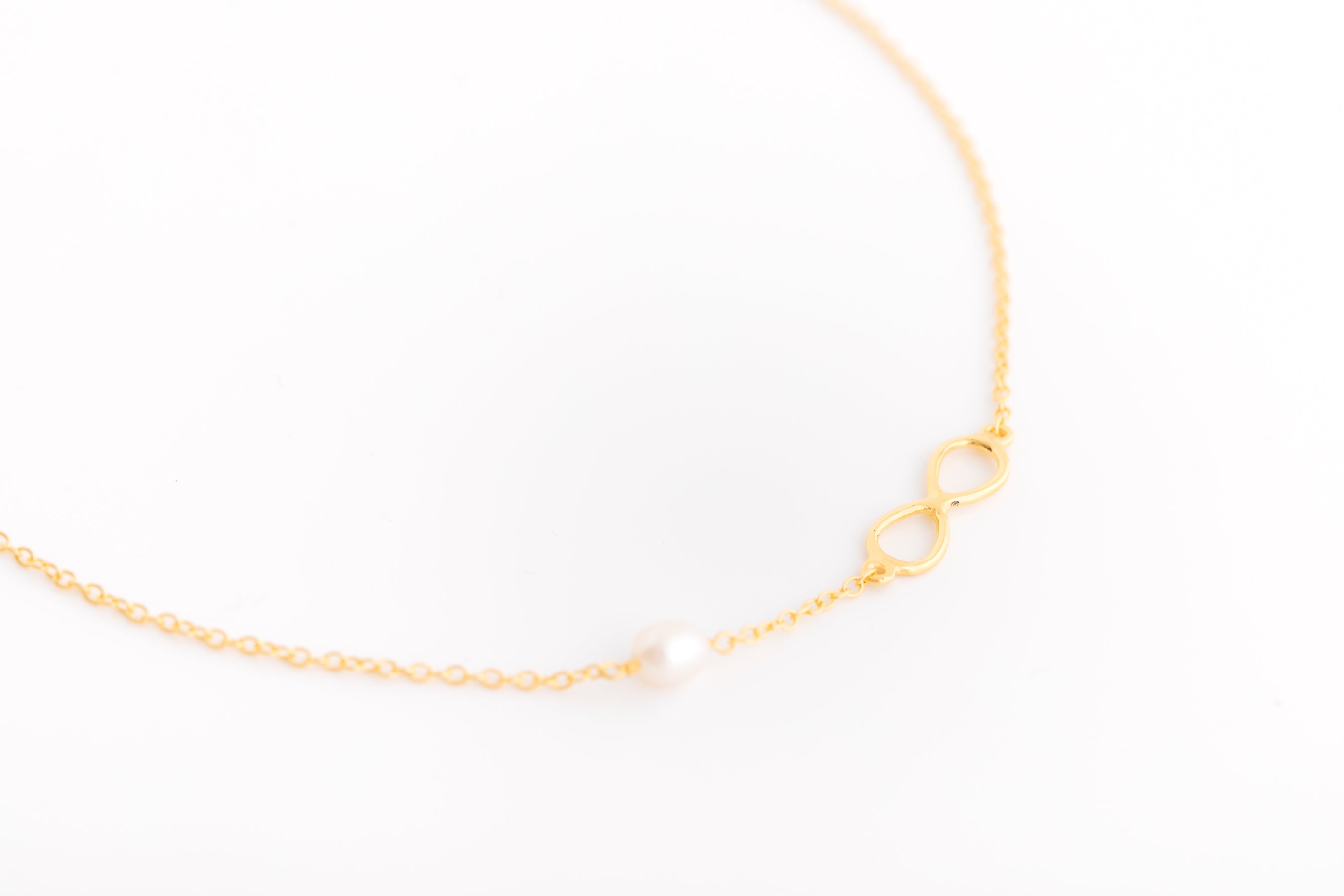 Gold Infinity Necklace with Pearl