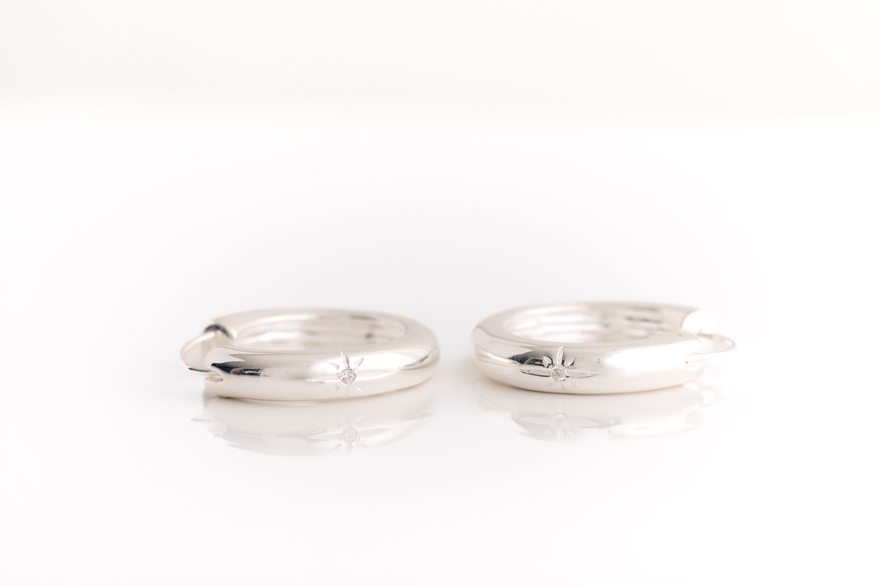 Silver Chunky Crystal Hoops