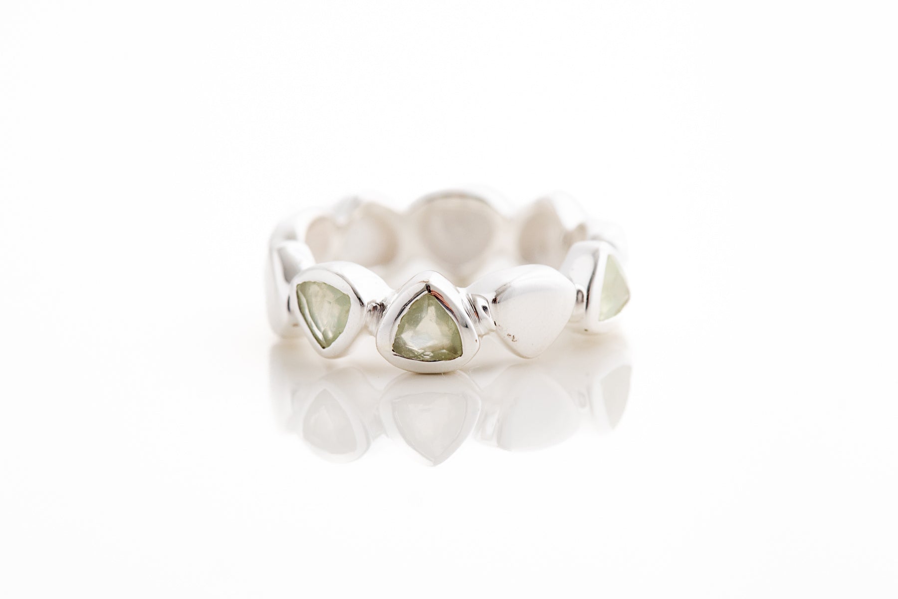 Silver Prehnite Ring