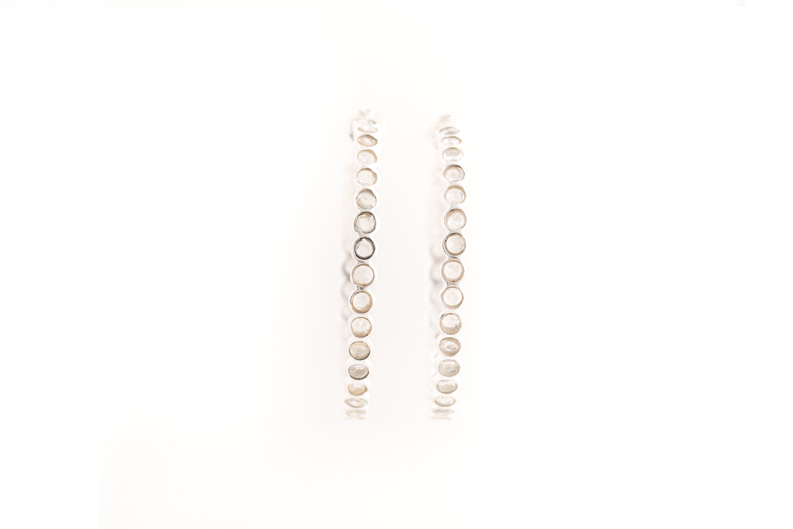 Silver Large Crystal Hoops