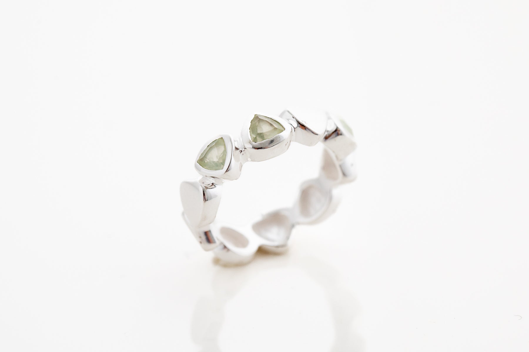 Silver Prehnite Ring