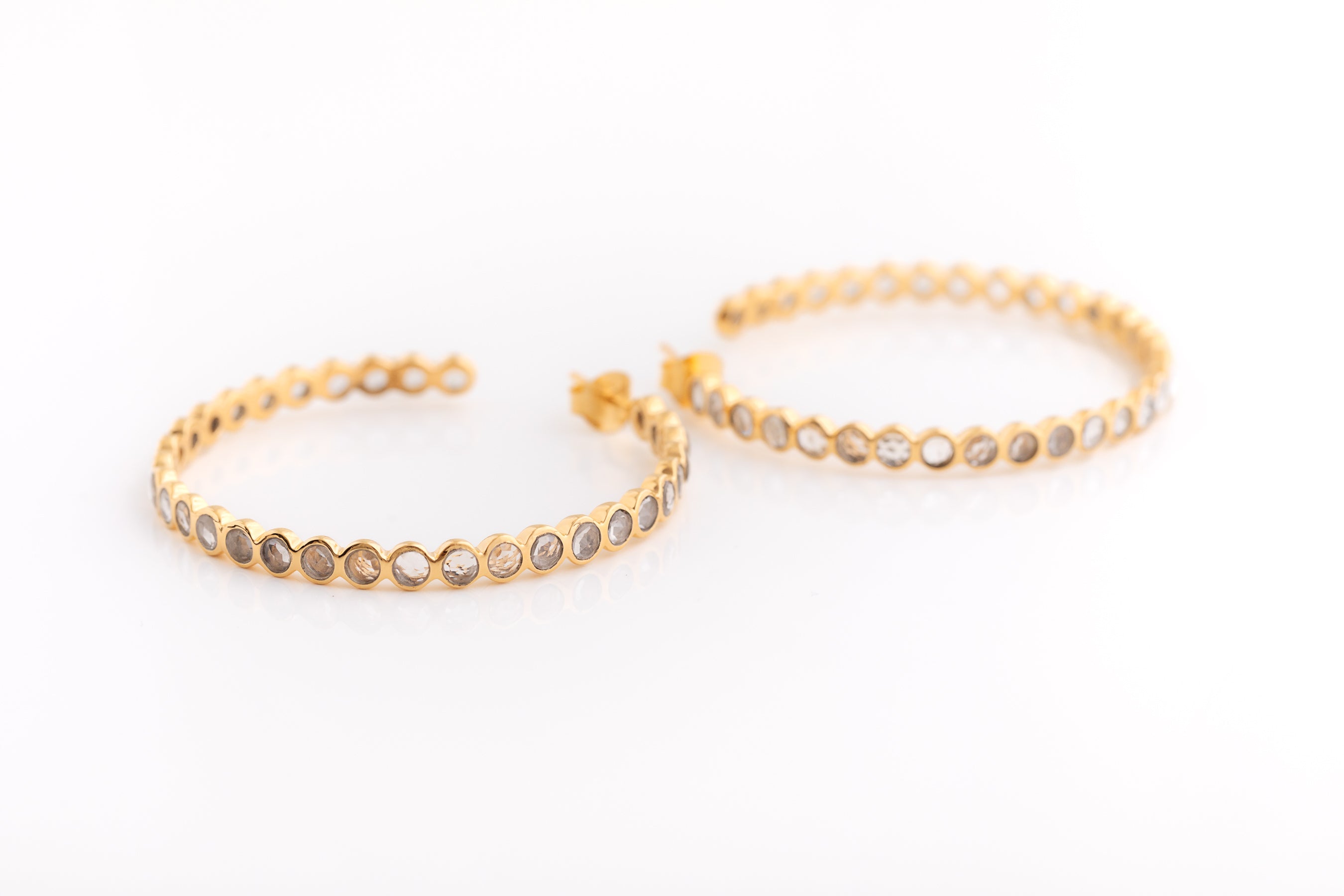Gold Large Crystal Hoops