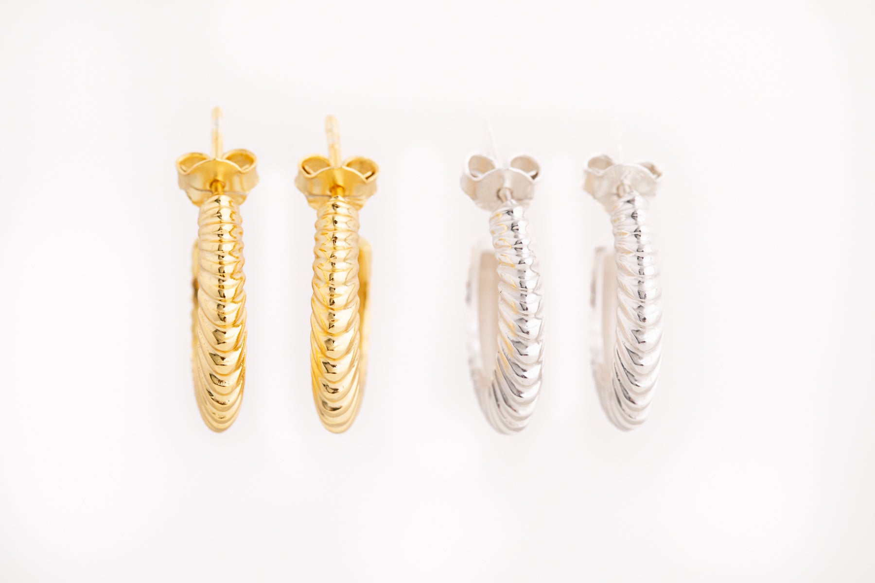 Gold Grooved Hoop Earrings