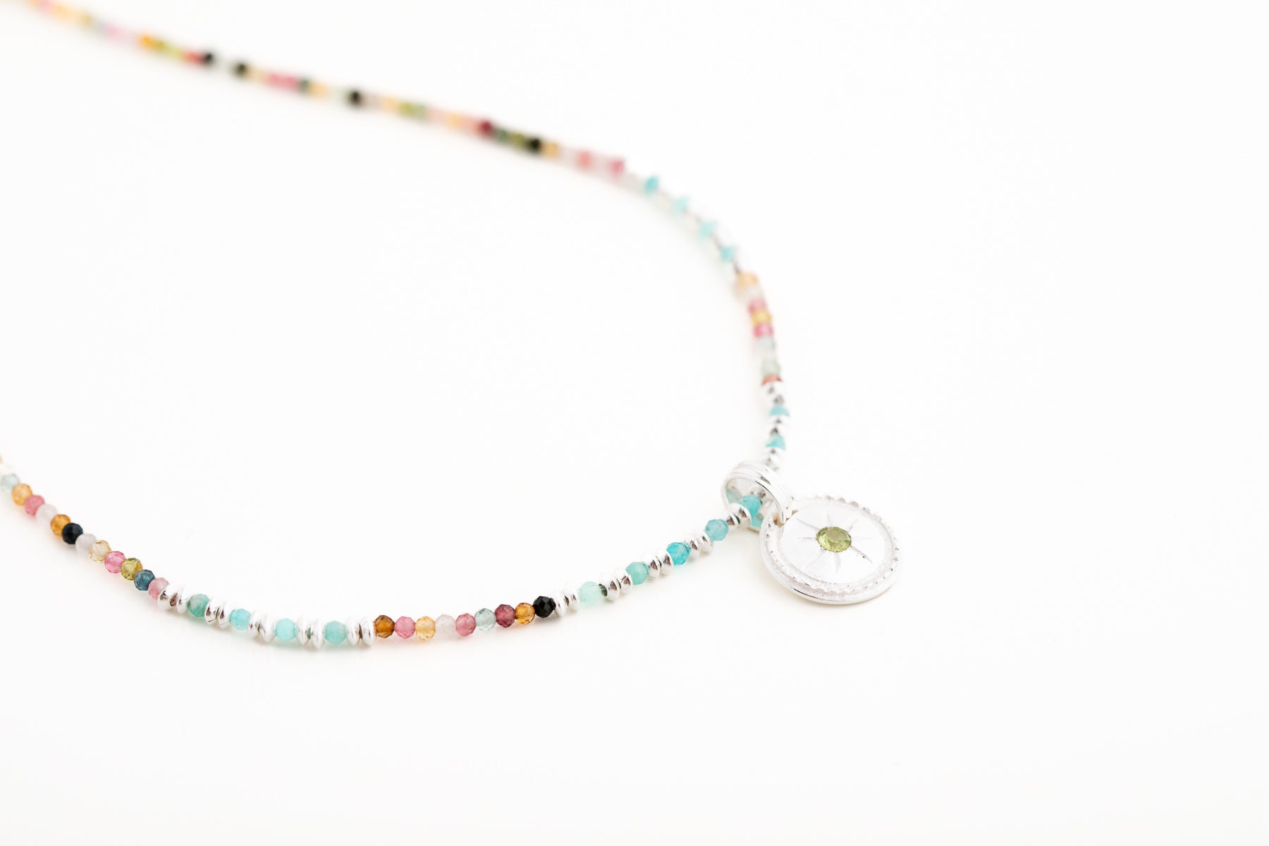 Multi Gemstone Neckace with Detachable Pendant