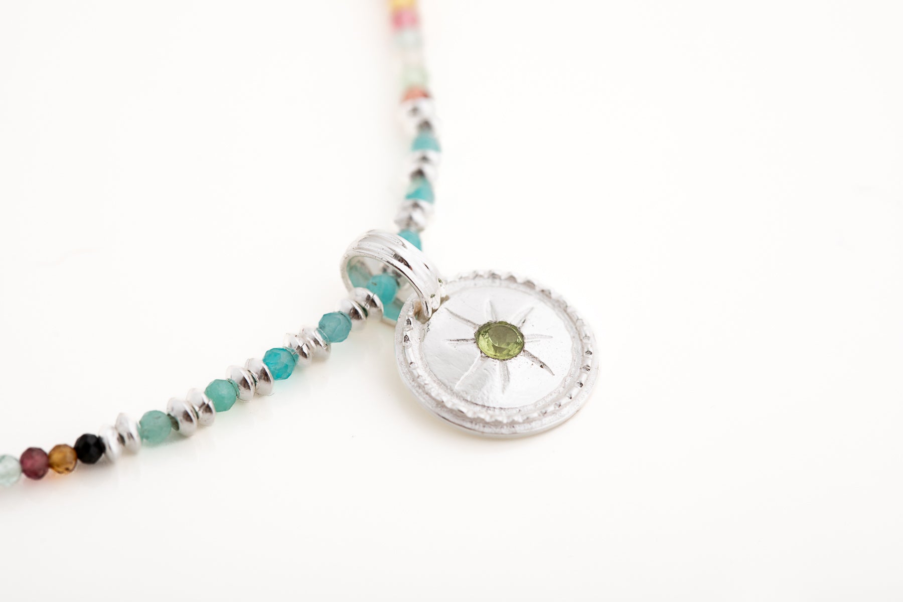 Multi Gemstone Neckace with Detachable Pendant