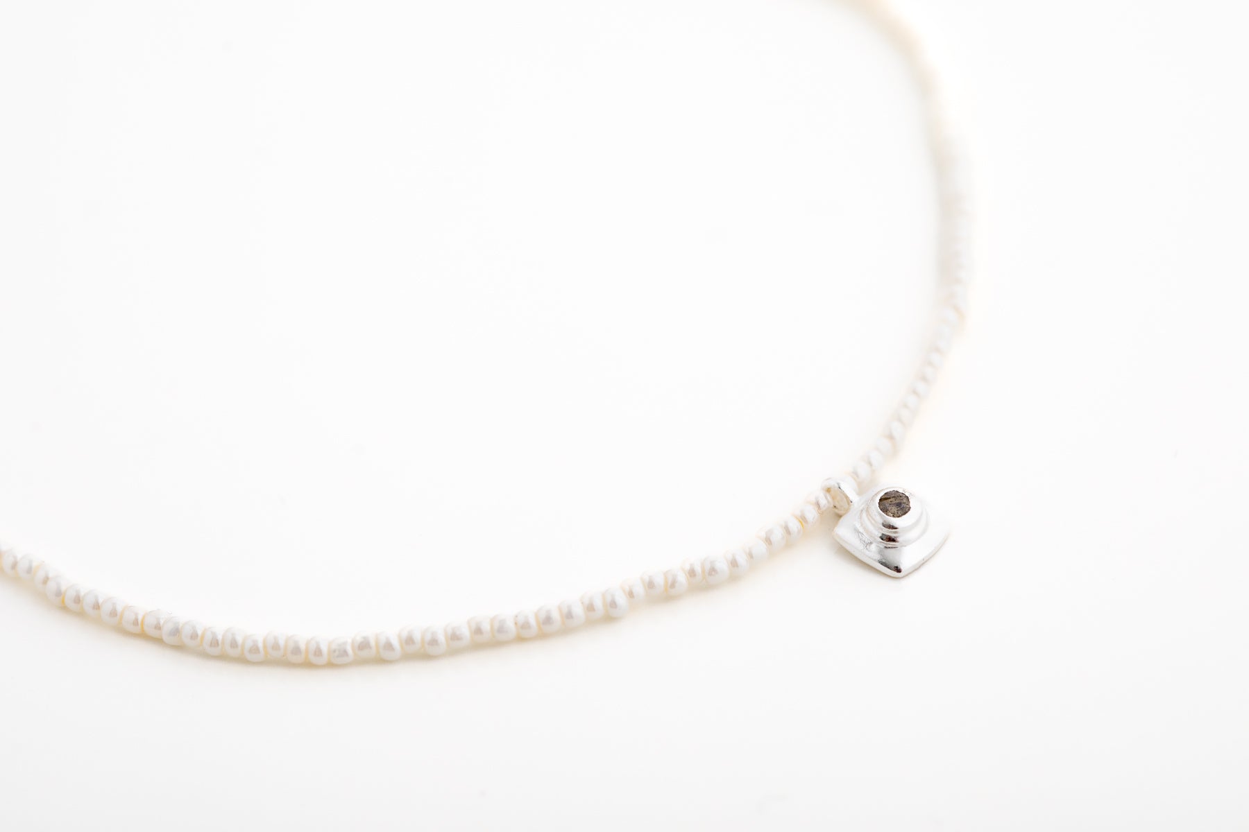Tiny Silver Pearl Pendant Necklace