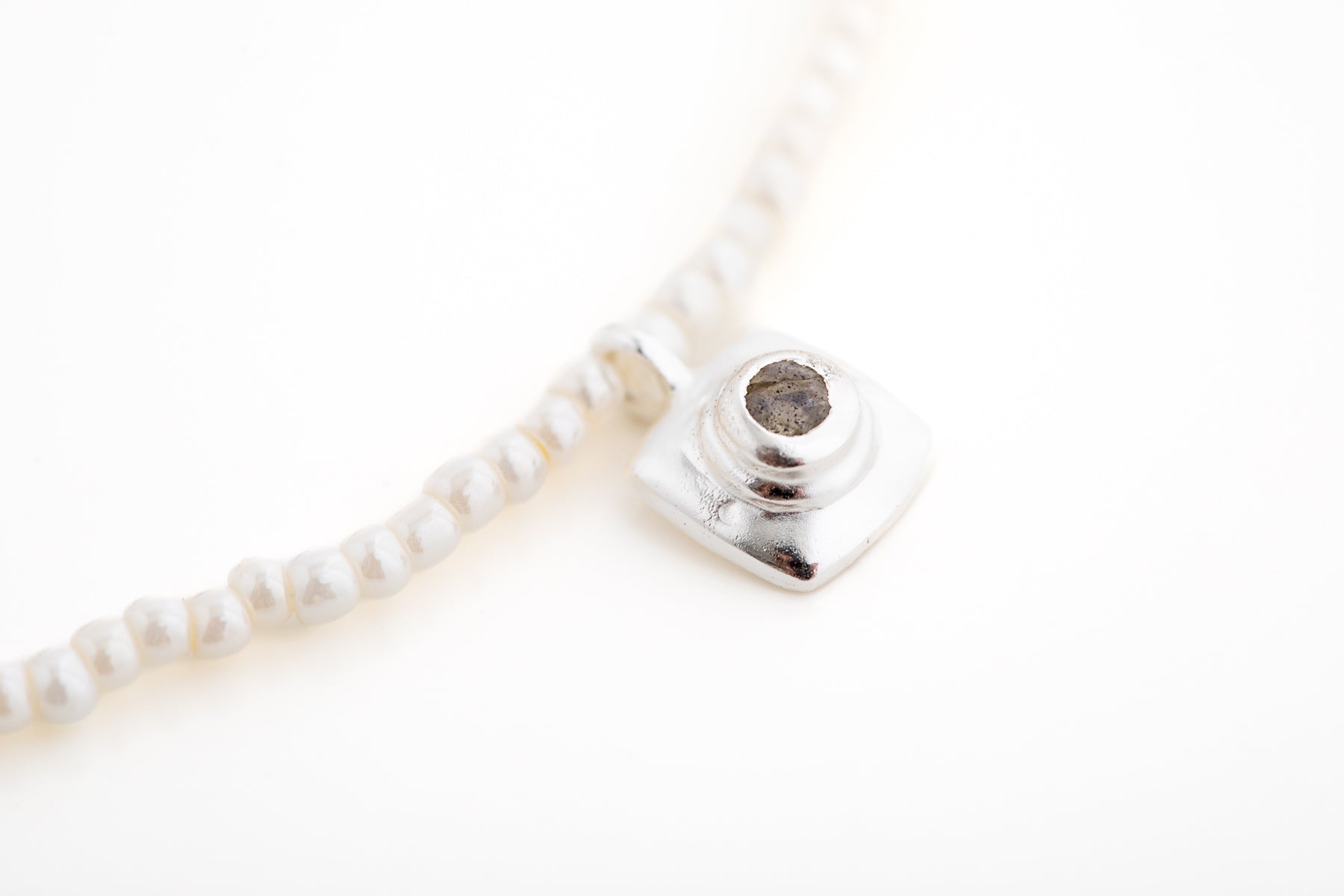 Tiny Silver Pearl Pendant Necklace
