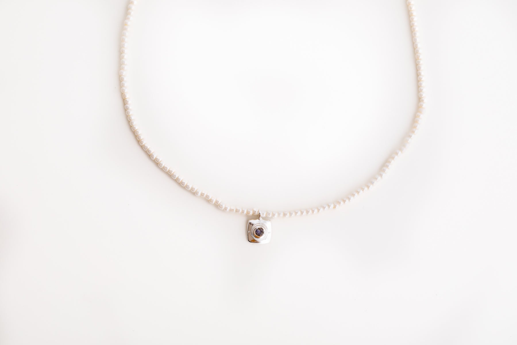 Tiny Silver Pearl Pendant Necklace