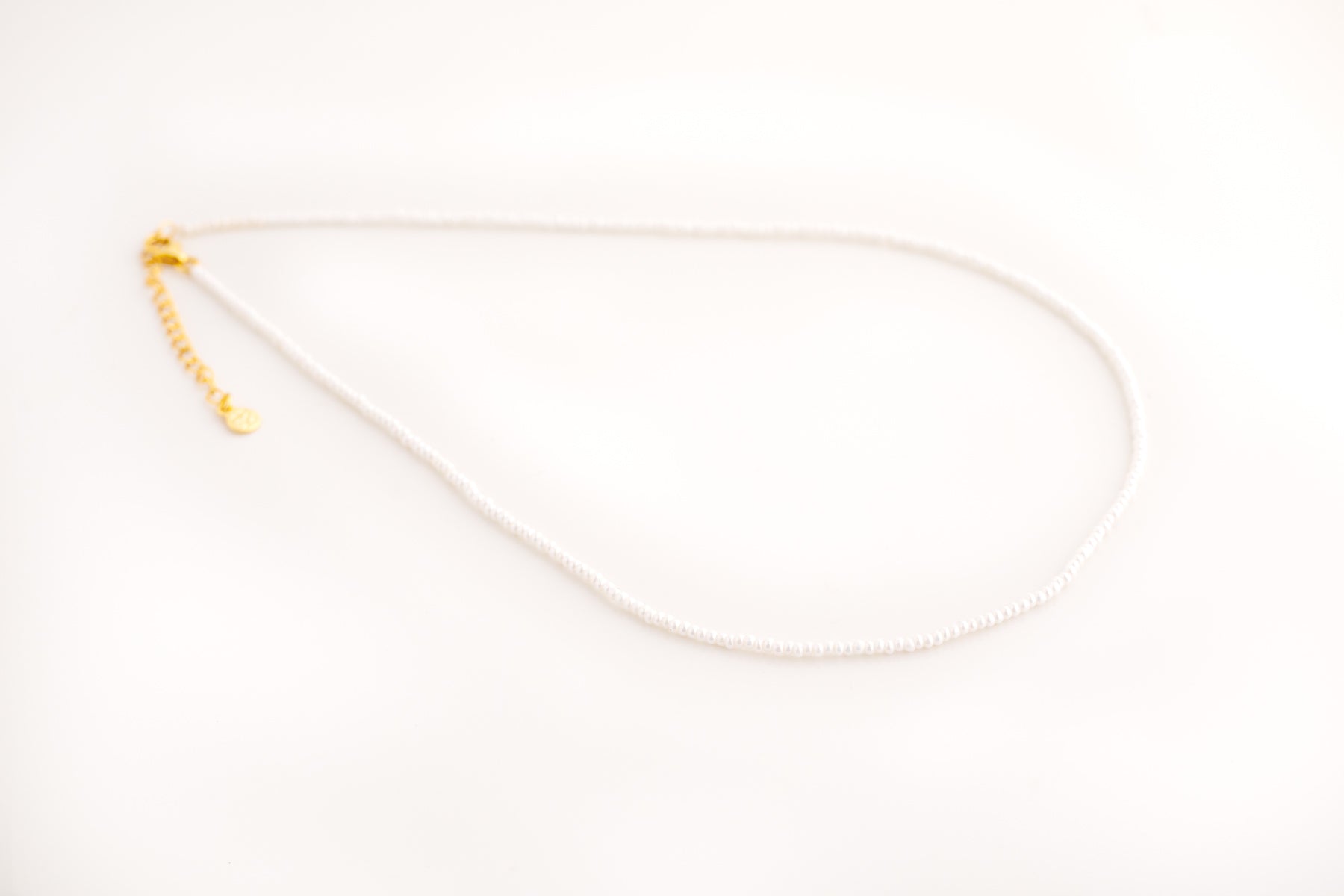 Tiny Gold Beaded Pearl Necklace