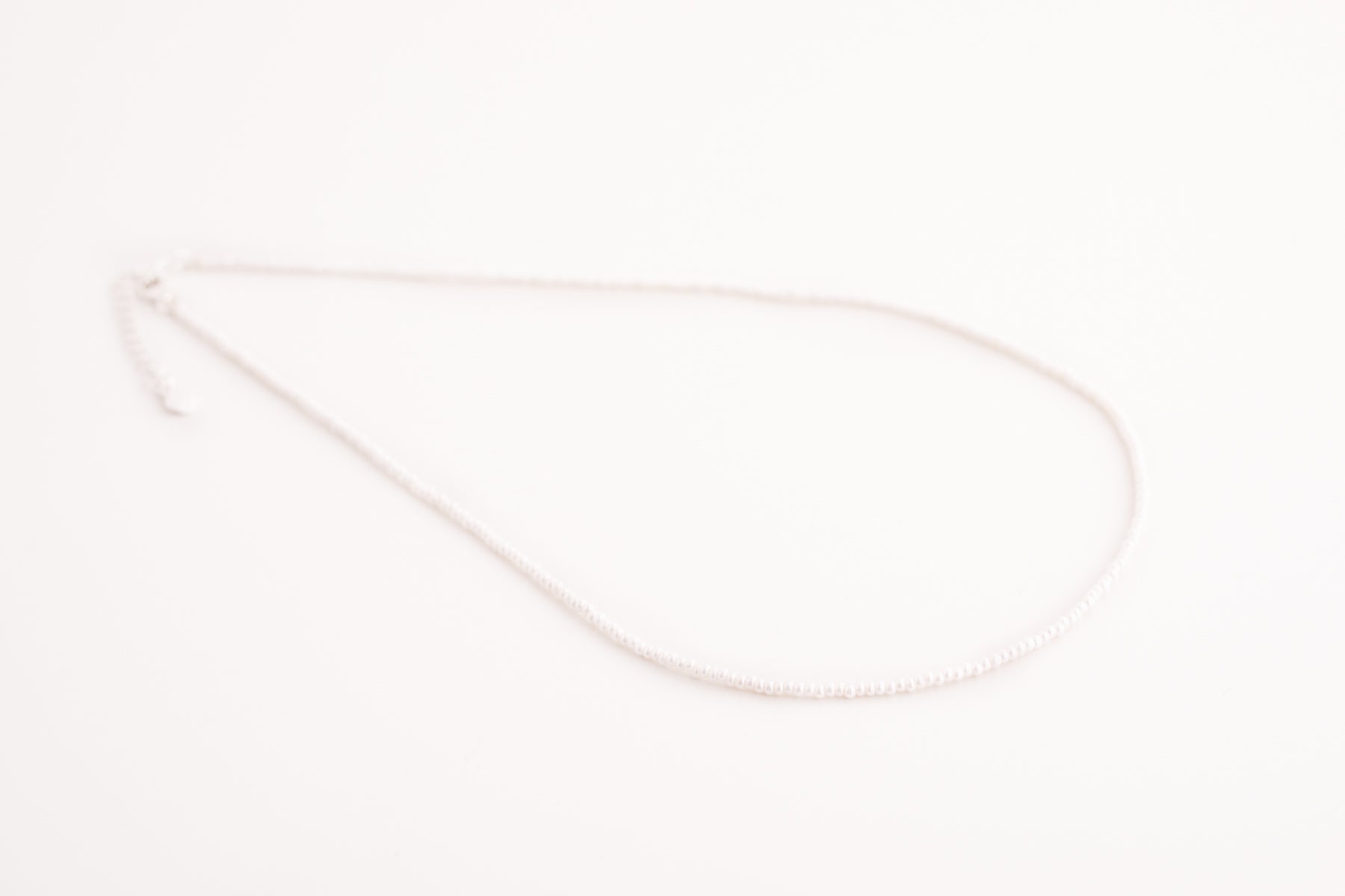 Tiny Silver Beaded Pearl Necklace