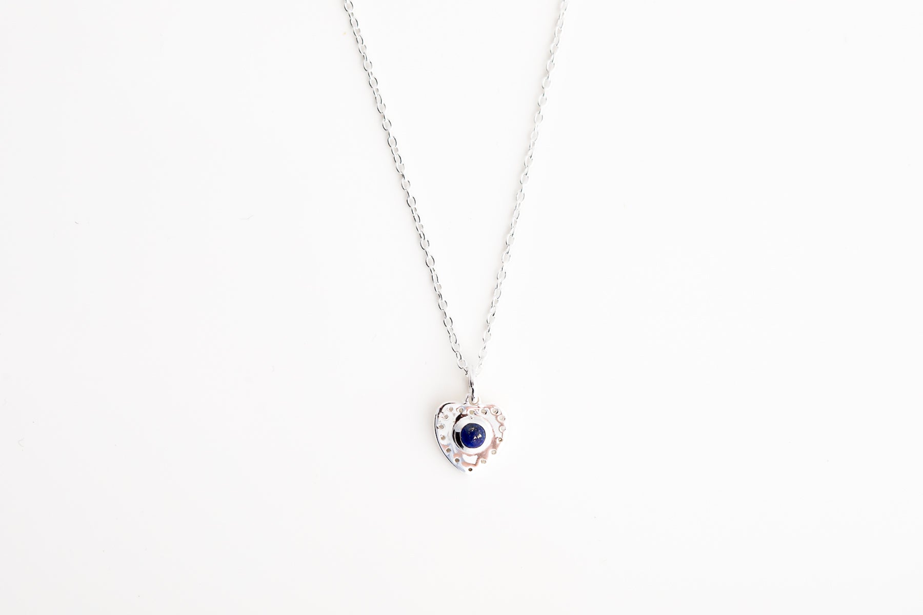 Lapis Silver Heart Necklace