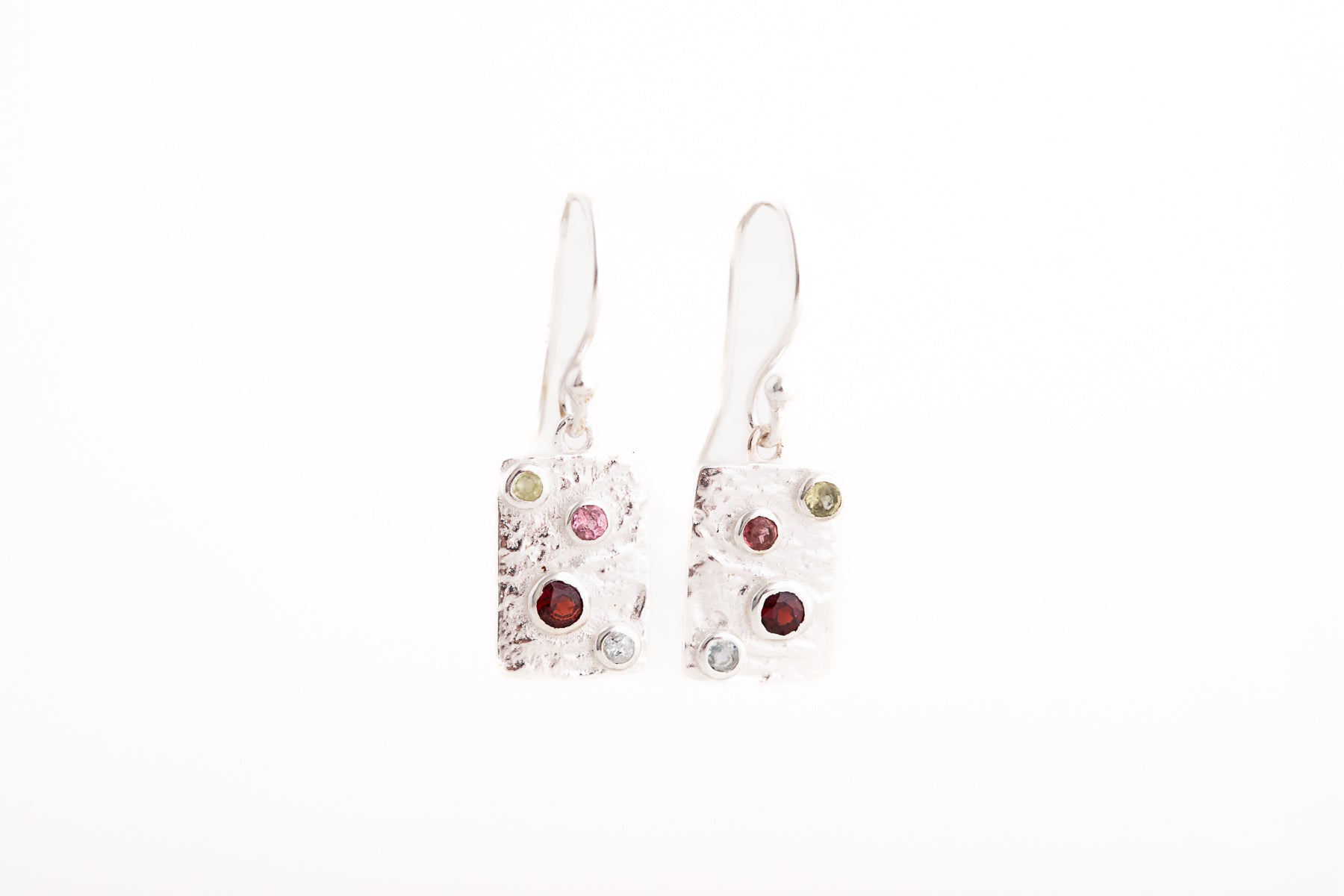 Multi Gemstone and Silver Earrings