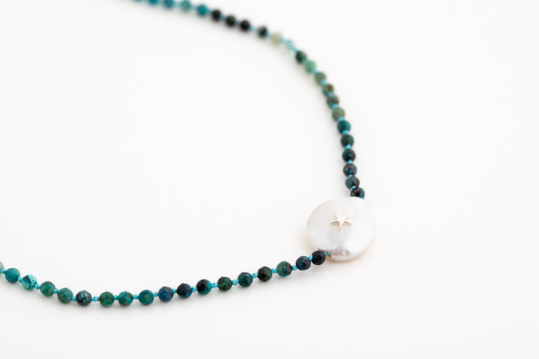 Chrysocolla and Pearl Necklace