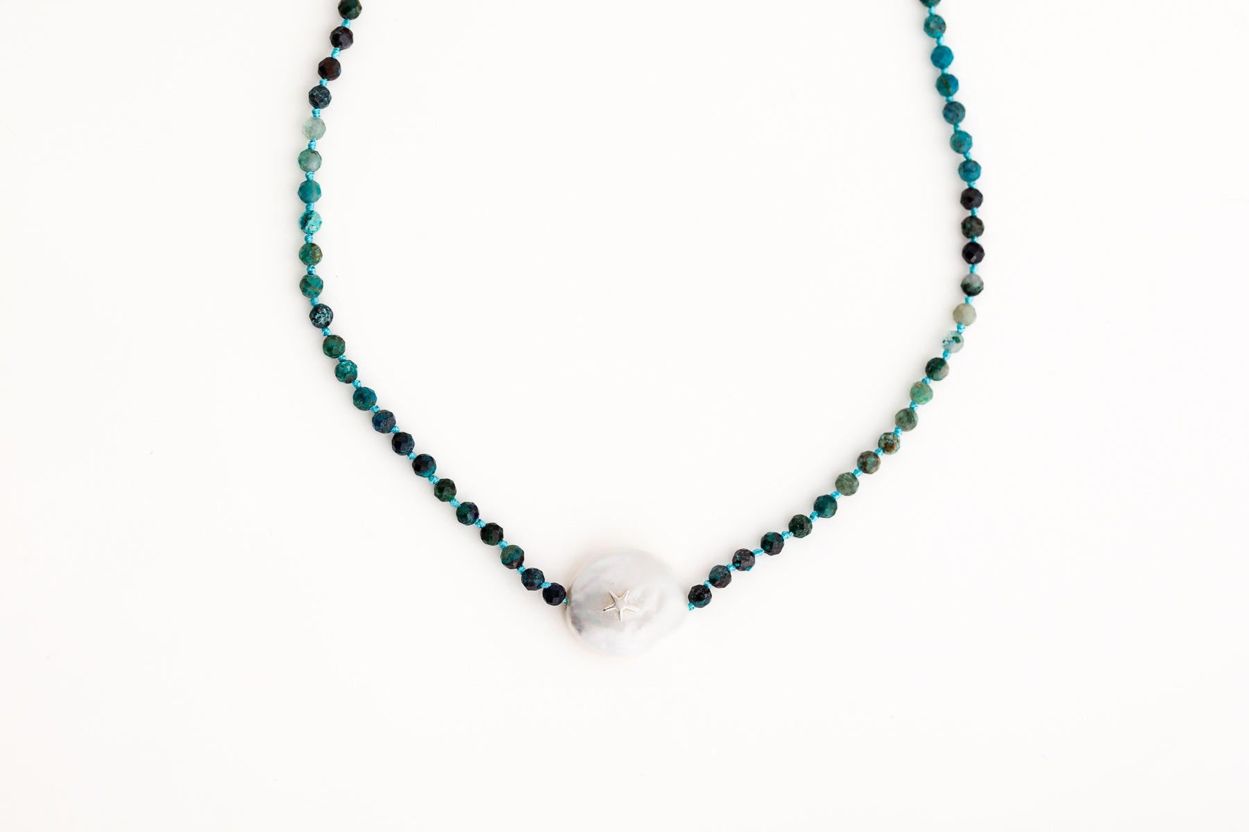 Chrysocolla and Pearl Necklace