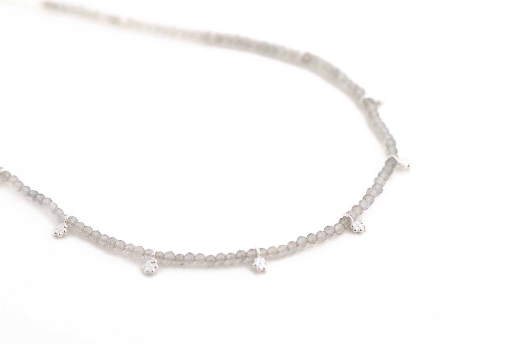 Silver Labradorite Beaded Necklace
