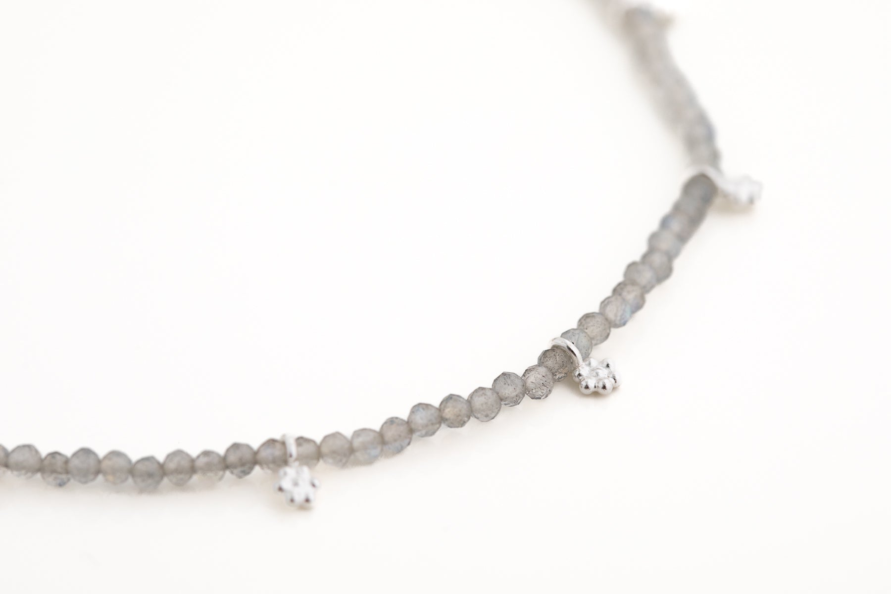 Silver Labradorite Beaded Necklace