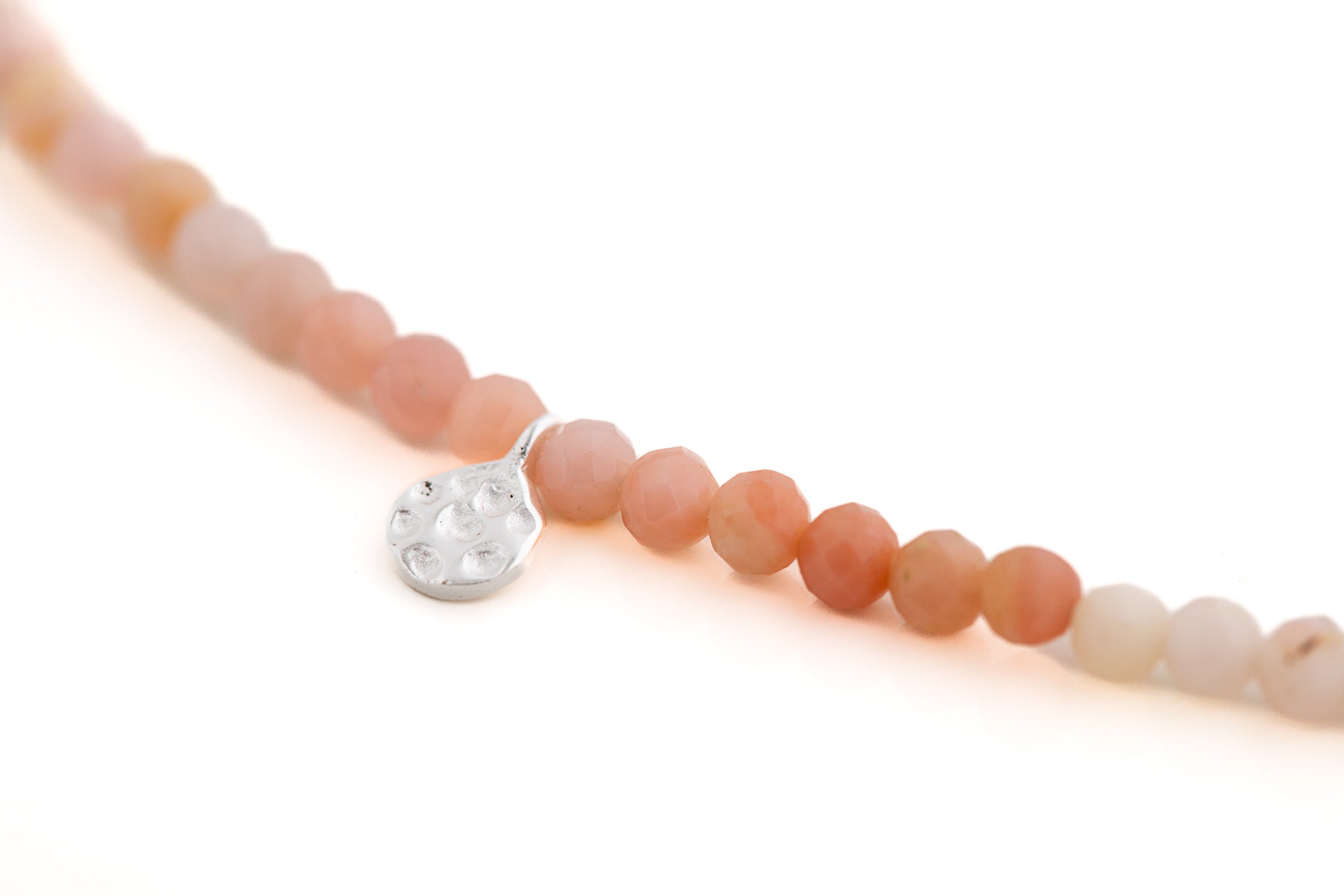 Pink Opal and Hammered Disc Necklace