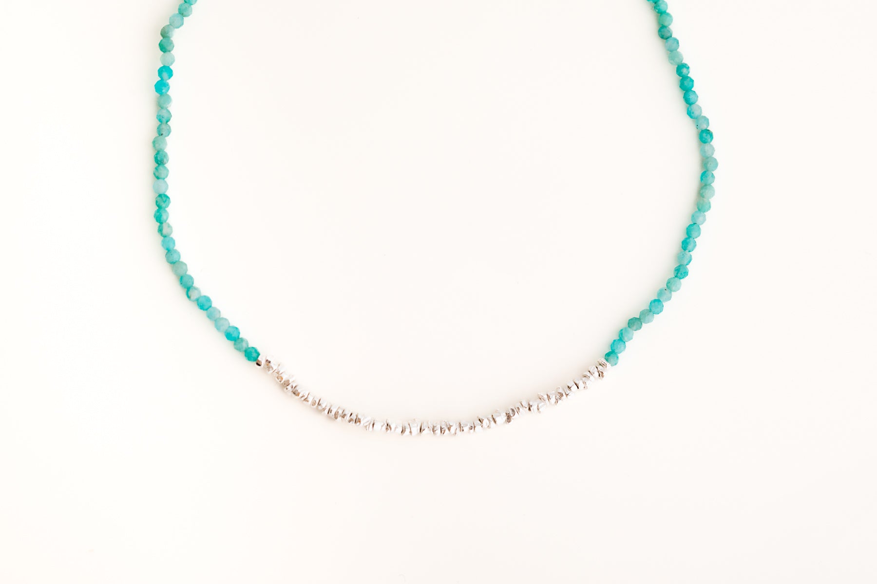 Amazonite and Silver Beaded Necklace