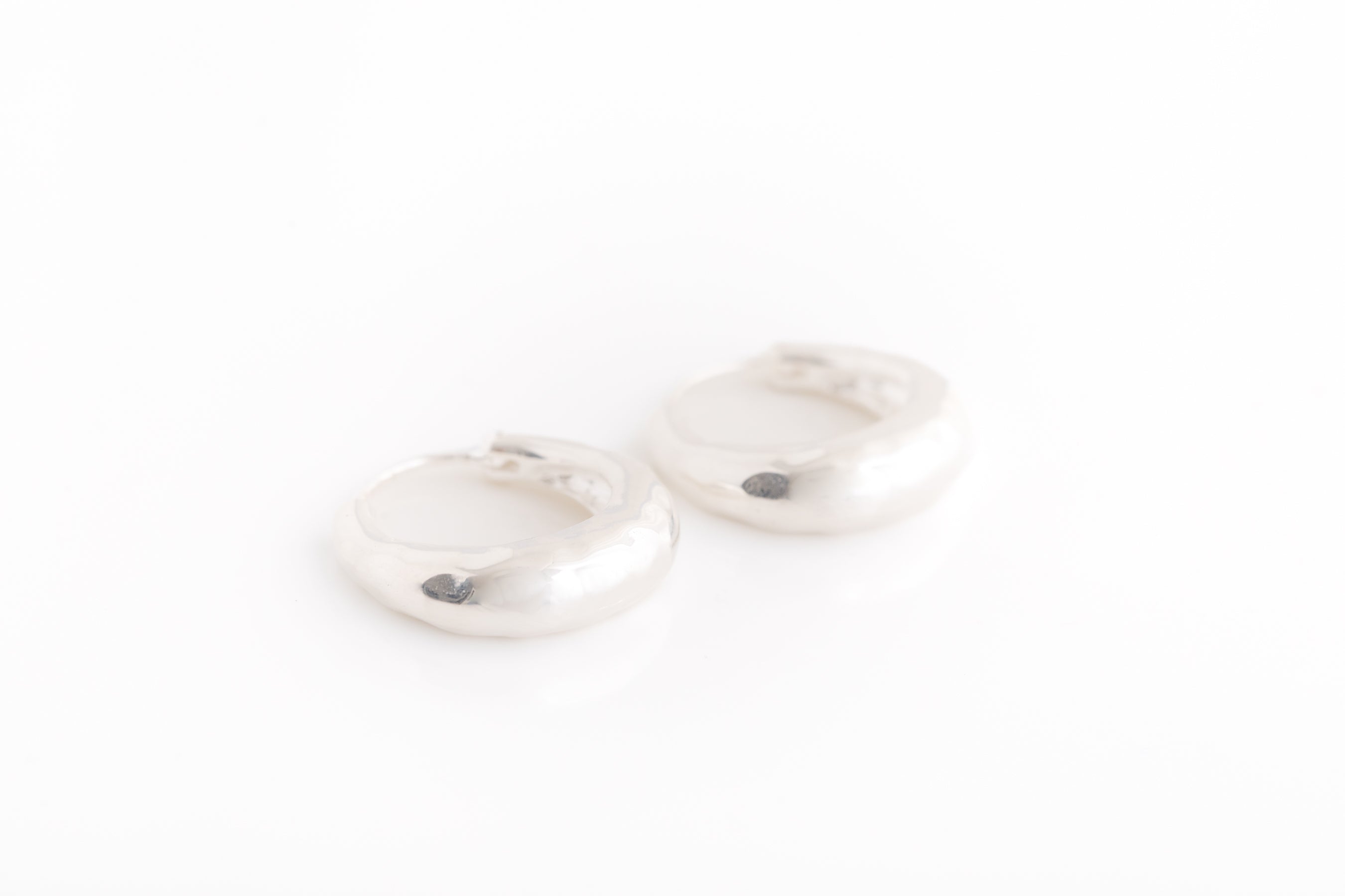 Silver Chubby Hammered Hoop Earrings