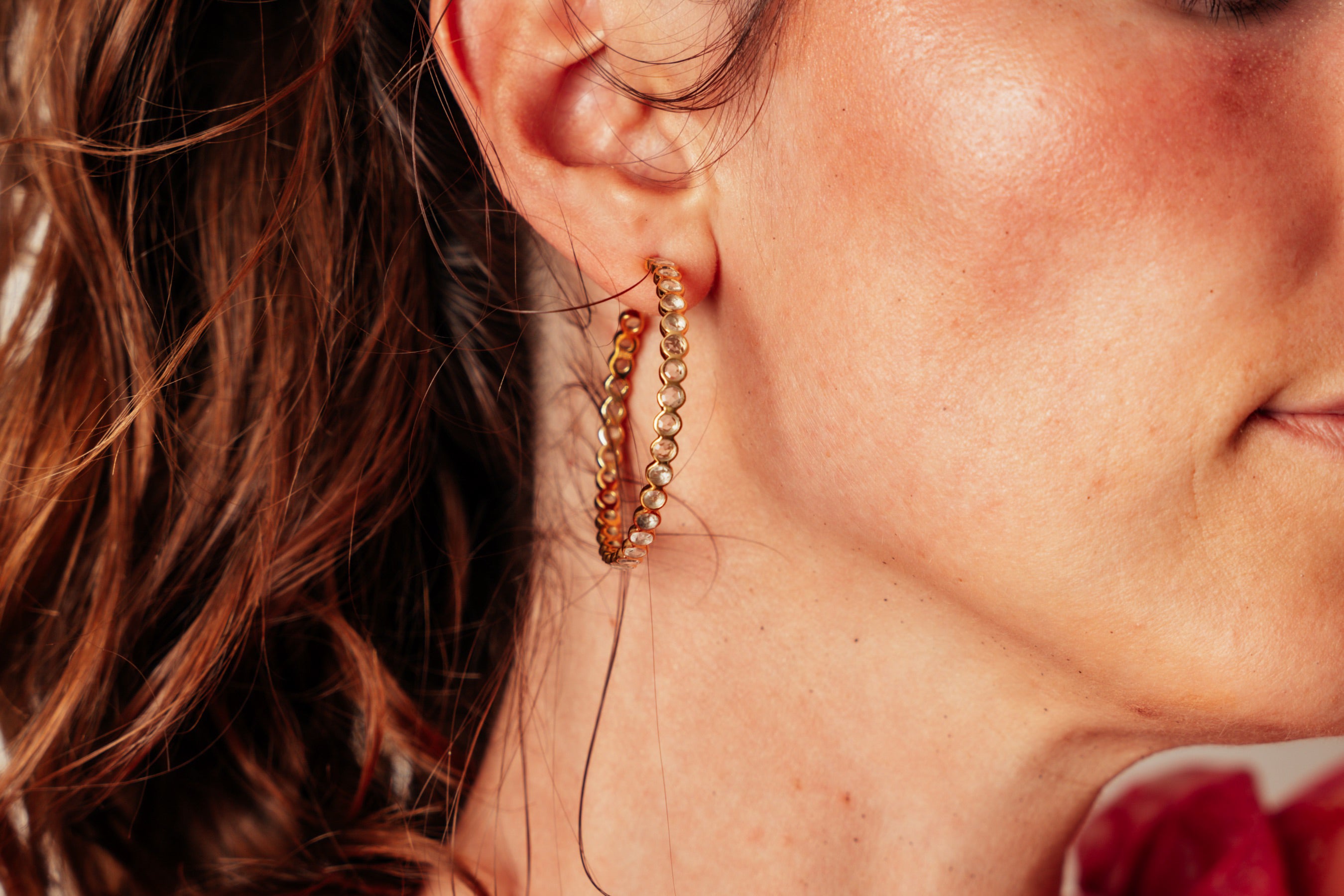 Gold Large Crystal Hoops