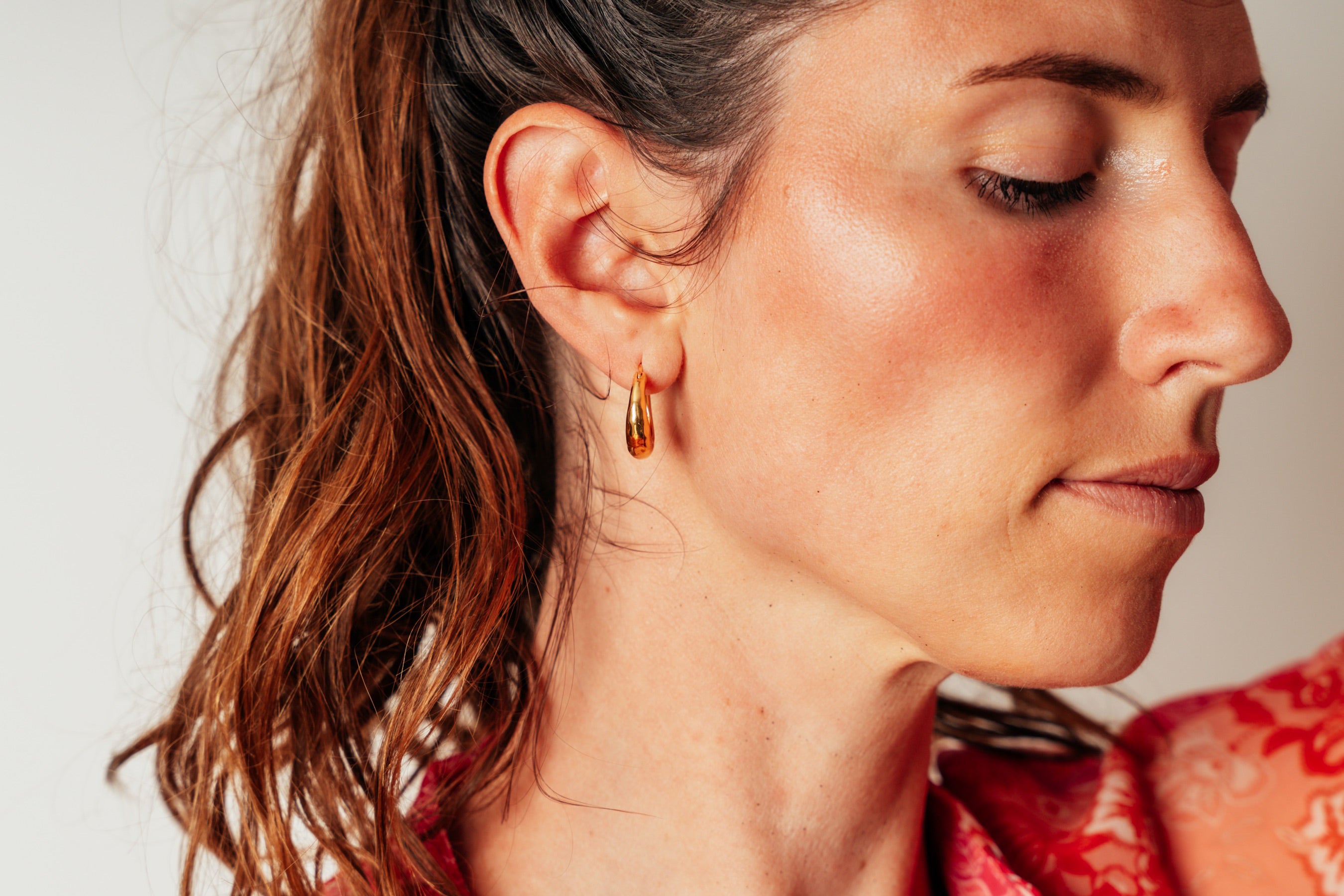 Gold Chubby Hammered Hoop Earrings