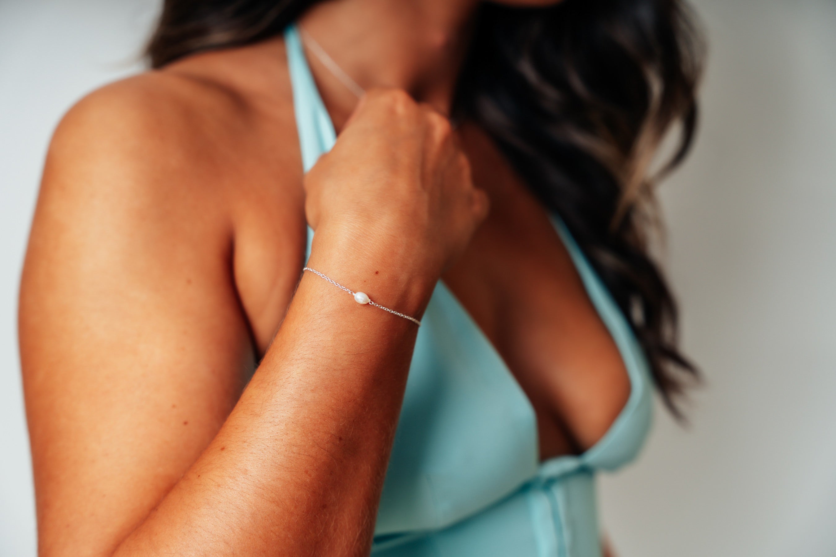 Tiny Silver Pearl Bracelet