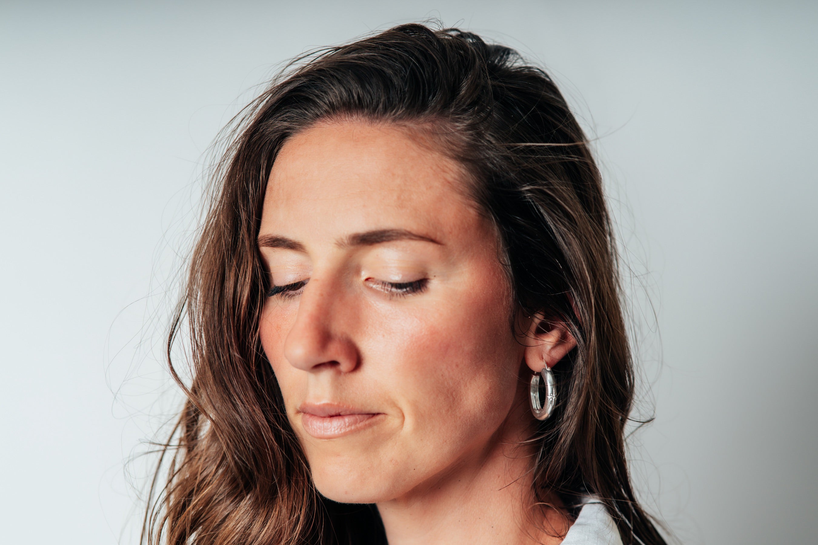 Silver Chunky Crystal Hoops