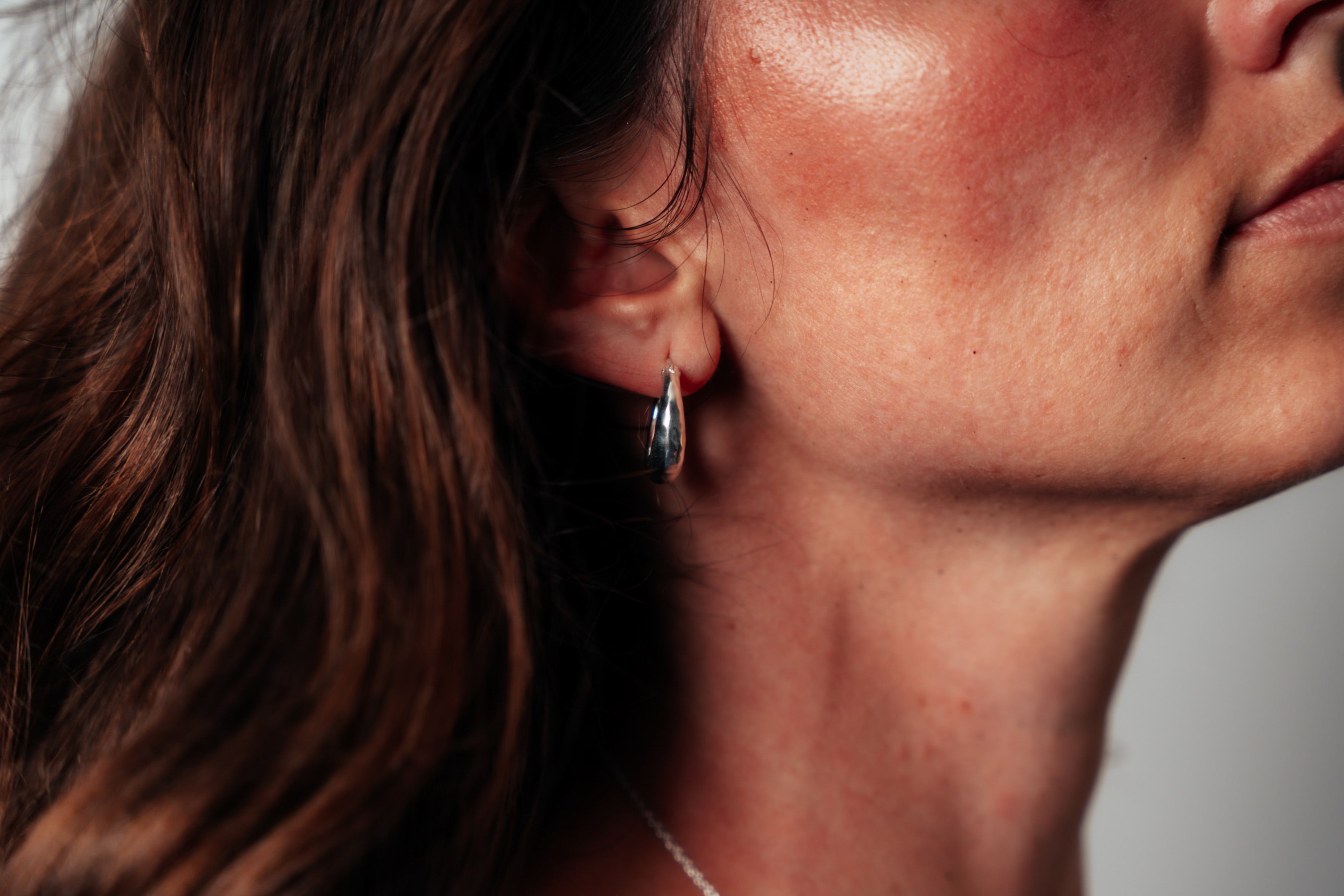 Silver Chubby Hammered Hoop Earrings